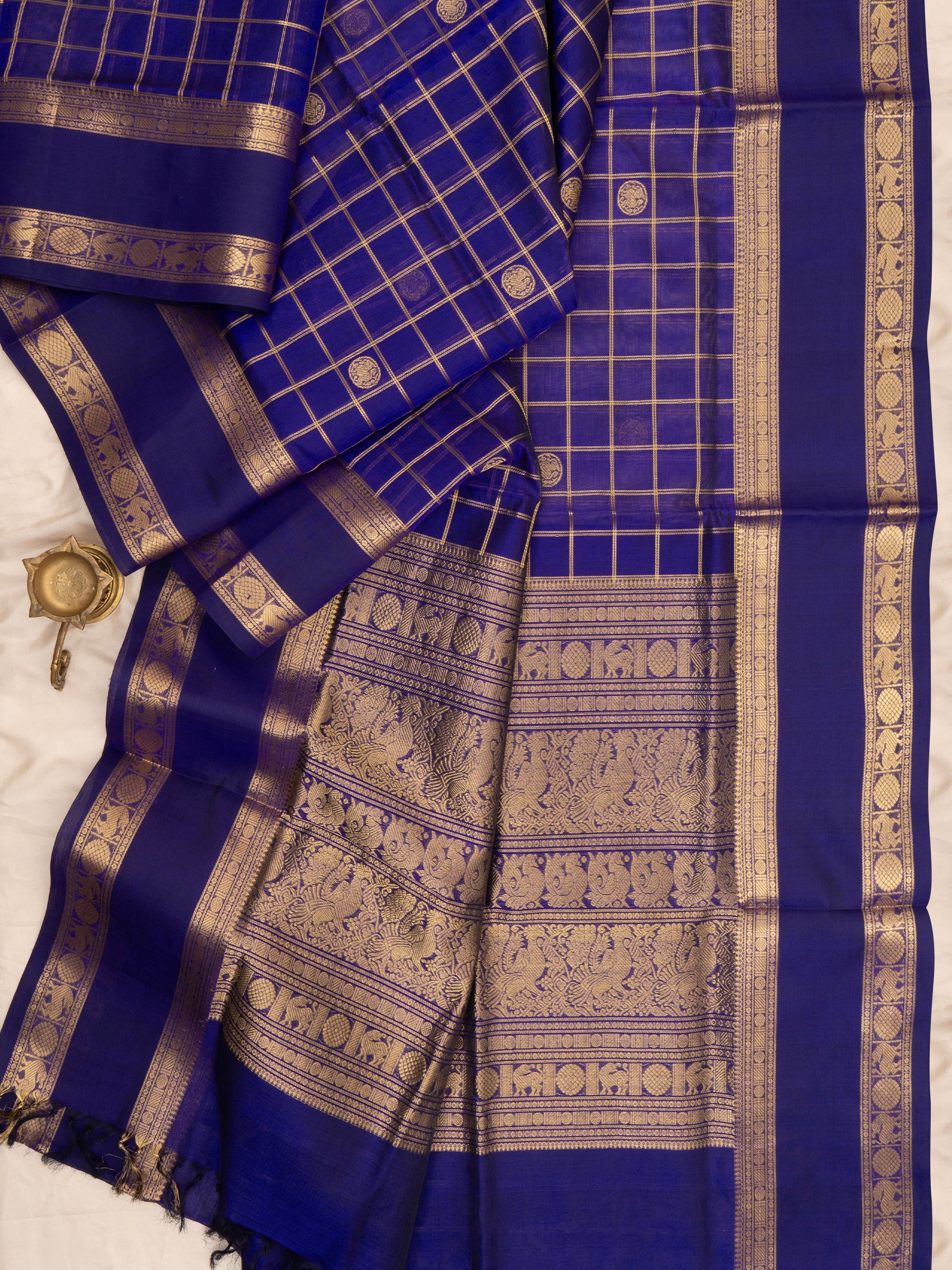 Purplish blue kattam / Silk Cotton Saree CLSA6635