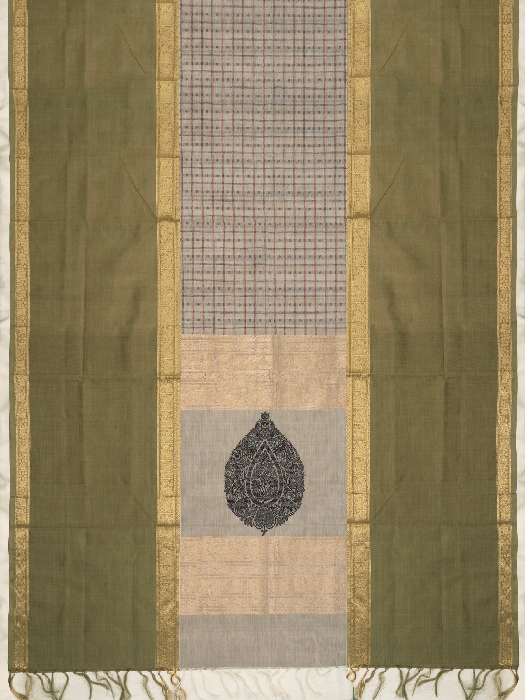 Grey lakshambutta - Unique pallu / Silk Cotton Saree CLSA7272