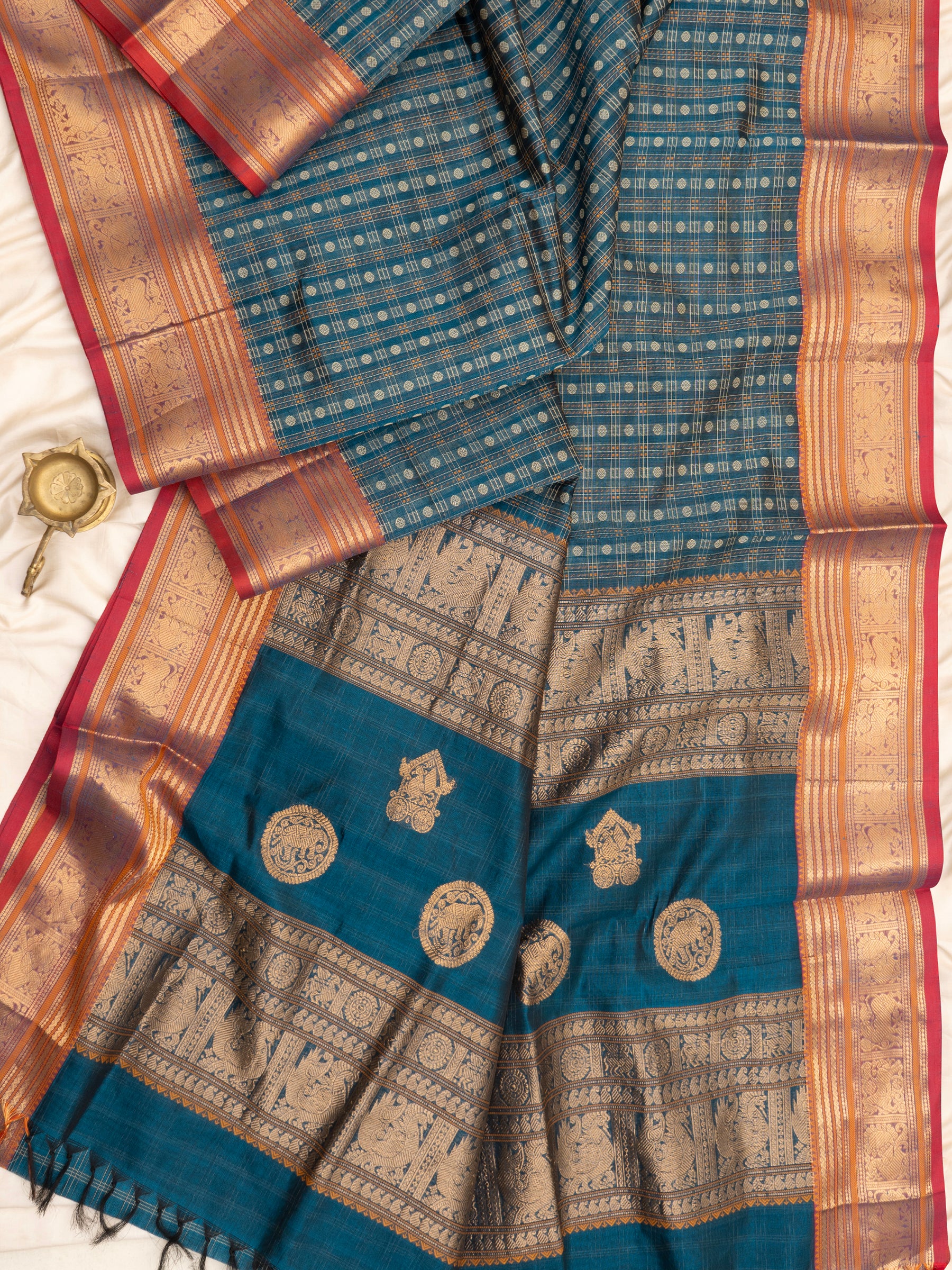 Rama green lakshambutta butta special pallu/ Silk Cotton Saree CLSA7280