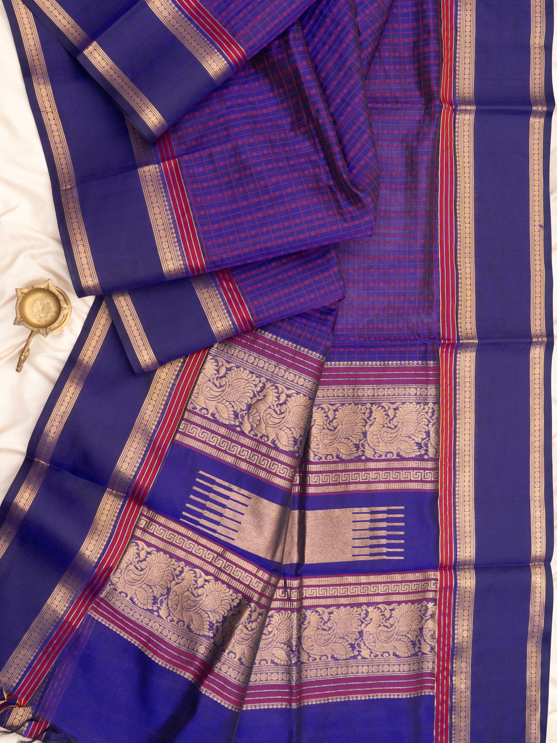 Ink blue kattam lakshambutta/ Silk Cotton Saree CLSA7322