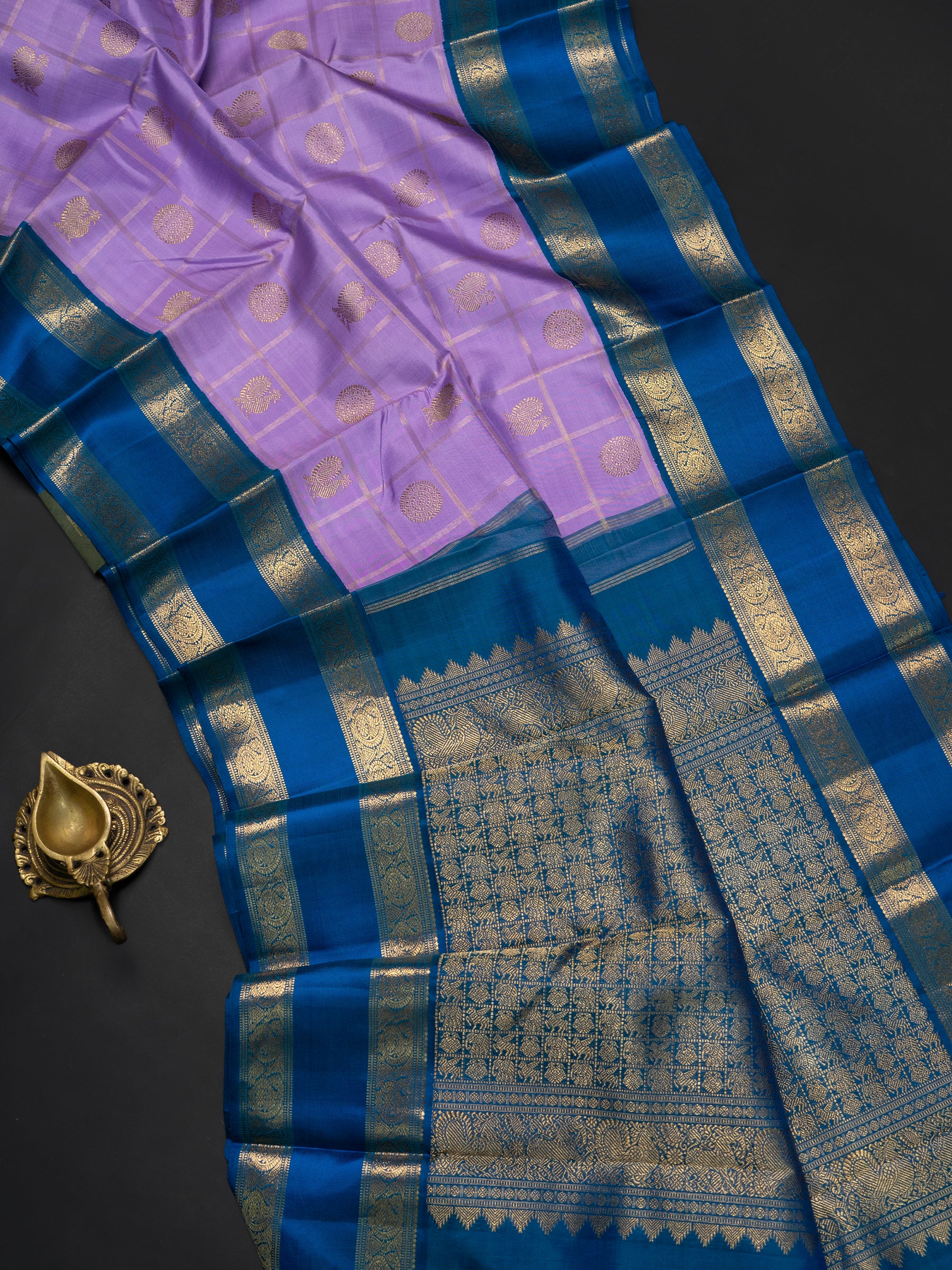 Lavender Zari Kattam Kanjipuram Silk Saree CLSA7325