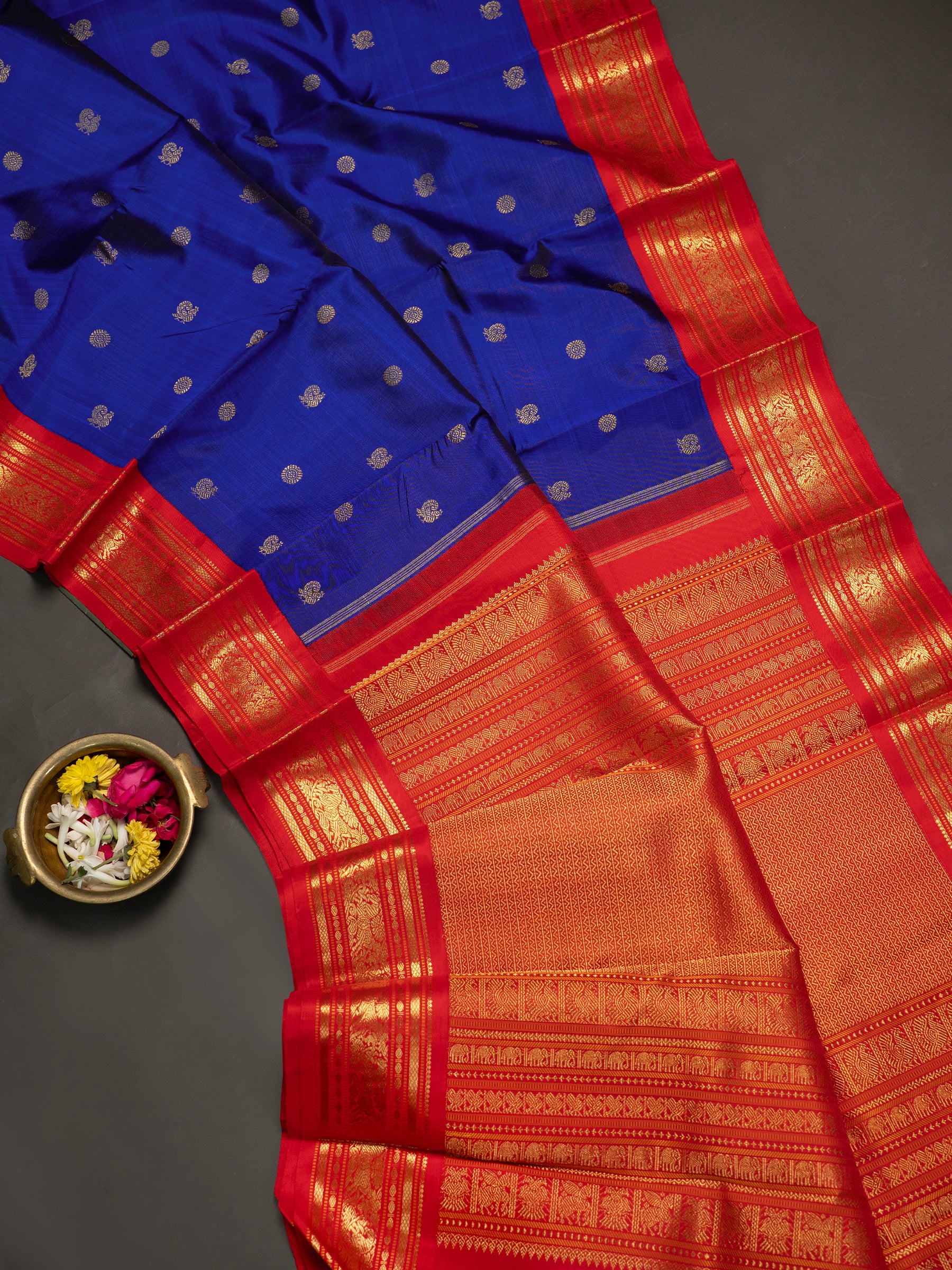 Ms blue Korvai Kanjipuram Silk Saree CLSA7329