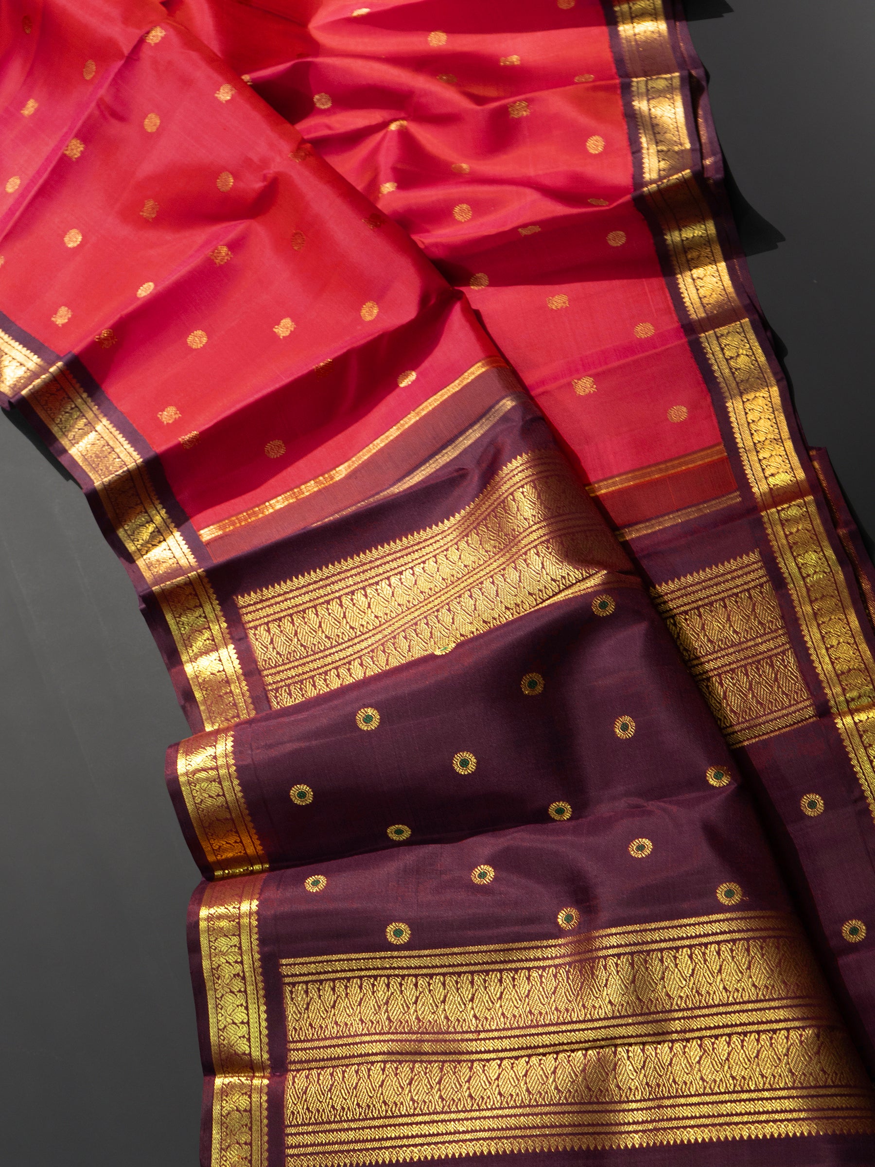 Rustic  and paaku small border kai korvai - meenakari pallu/ Kanjipuram Silk Saree CLSA8172