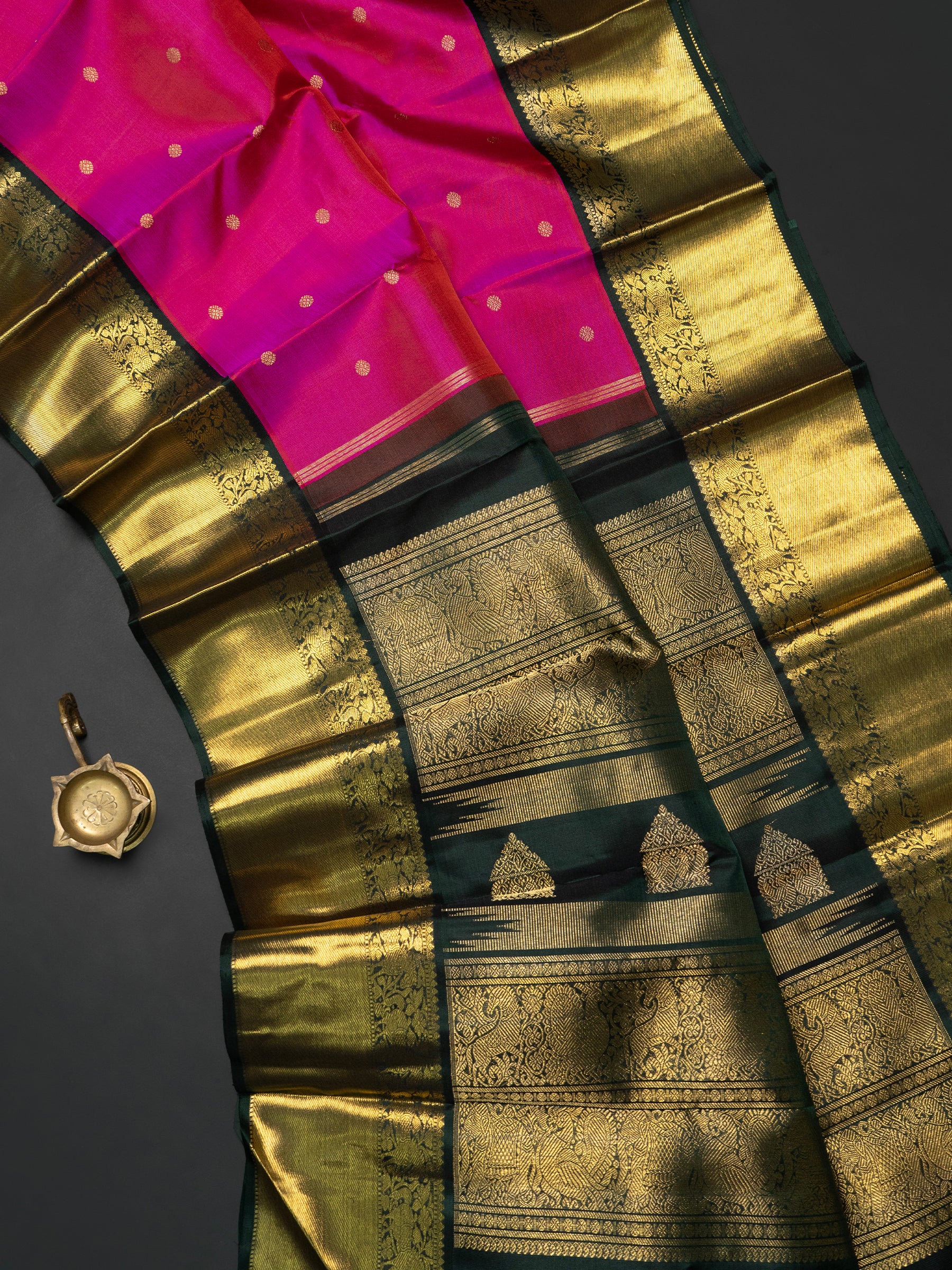 Vintage pink and green kai korvai/ Kanjipuram Saree CLSA8248