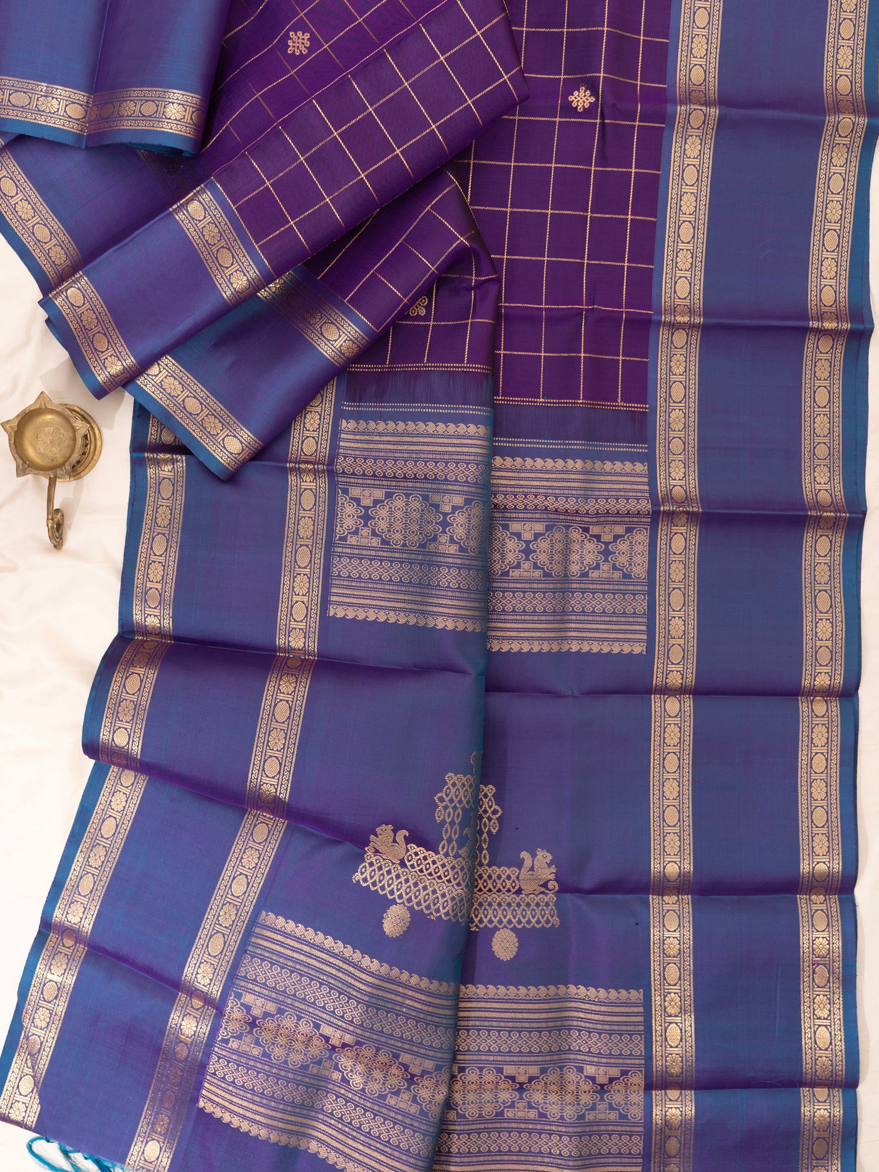 Purple kattam kolam and lavender unique pallu / Special Edition Silk CLSA8365