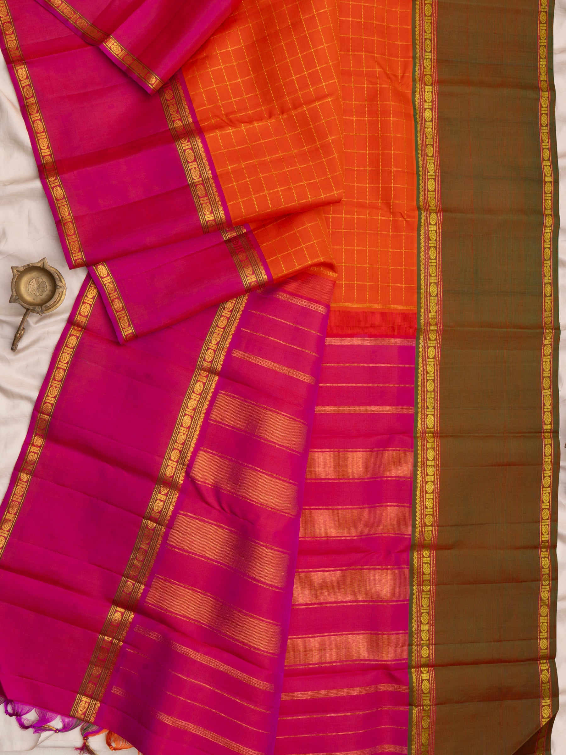 Orange kattam ganga jamuna border / Arani Silk Saree CLSA8548