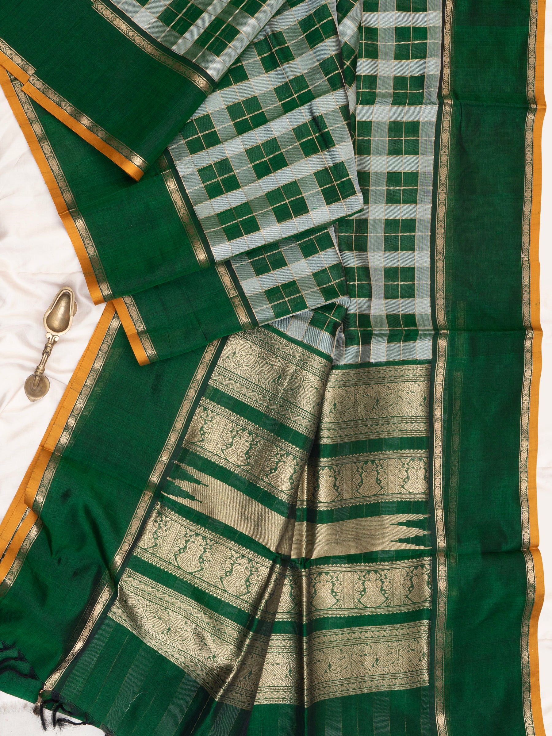 Green Chettinad kattam / Silk Cotton Saree CLSA8703
