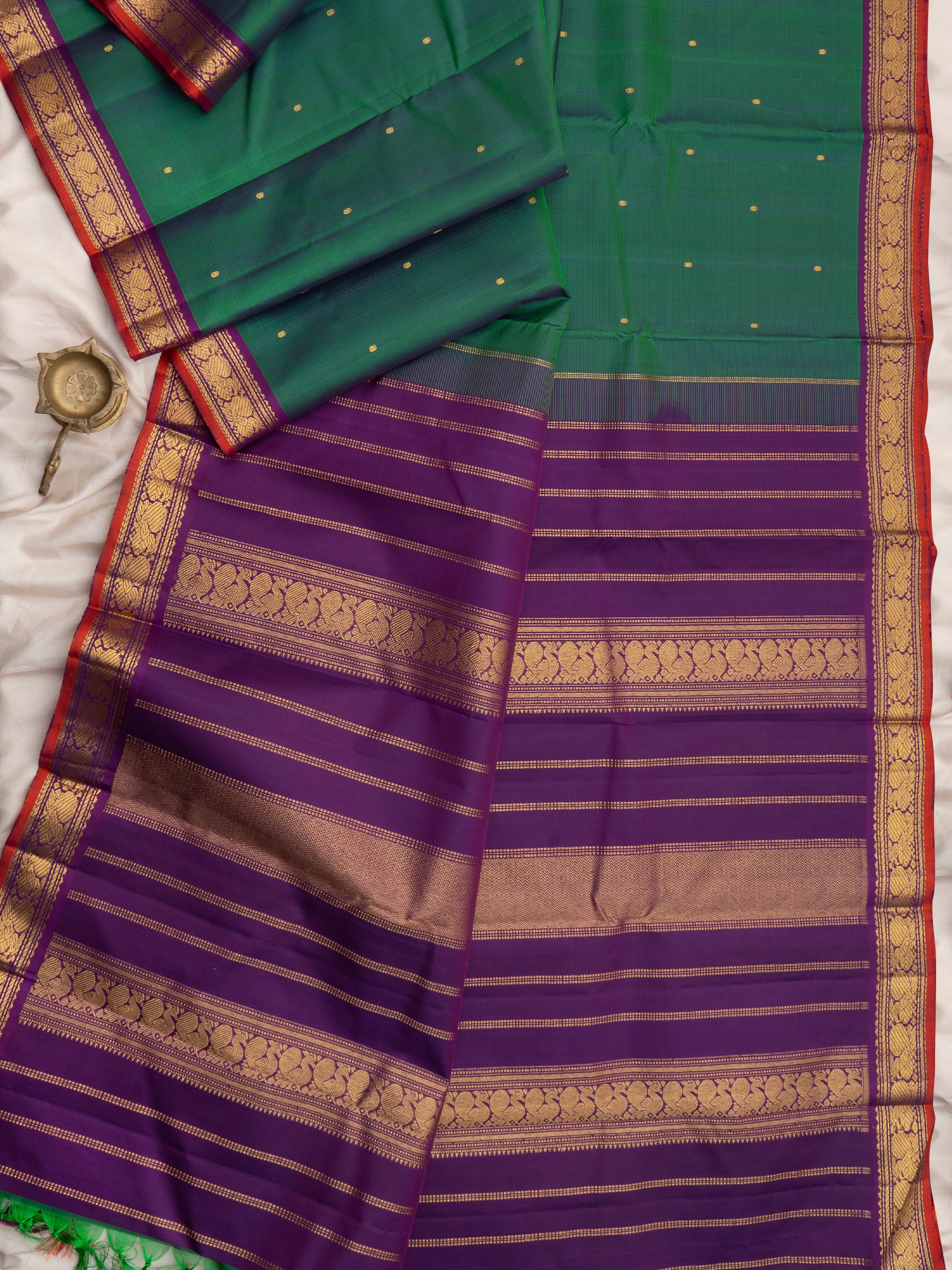 Green and purple annam pet small border/ Arani Silk Saree CLSA9034