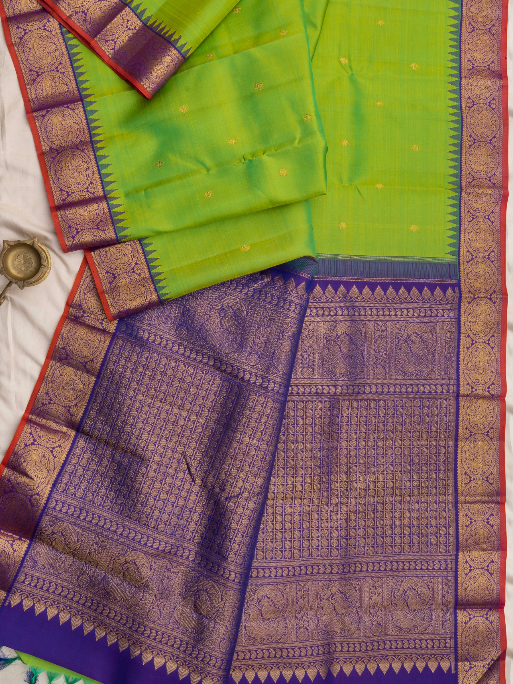 Sneha green and violet korvai / Arani Silk Saree CLSA9054