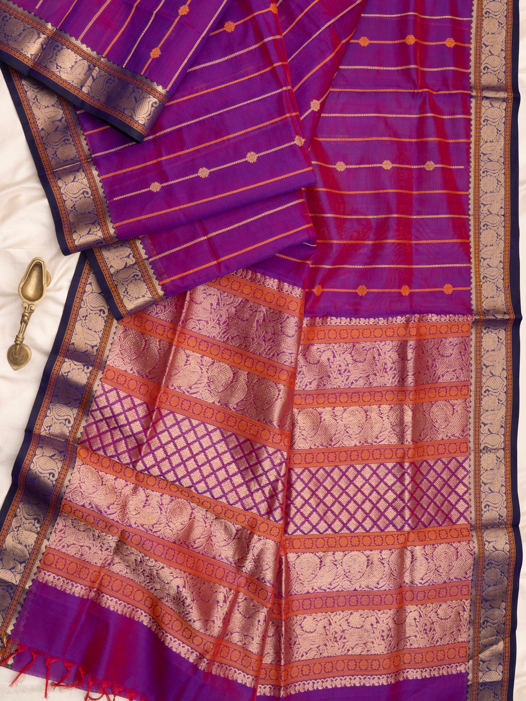 Vadamalli shot orange stripes with butta / Silk Cotton CLSA9540