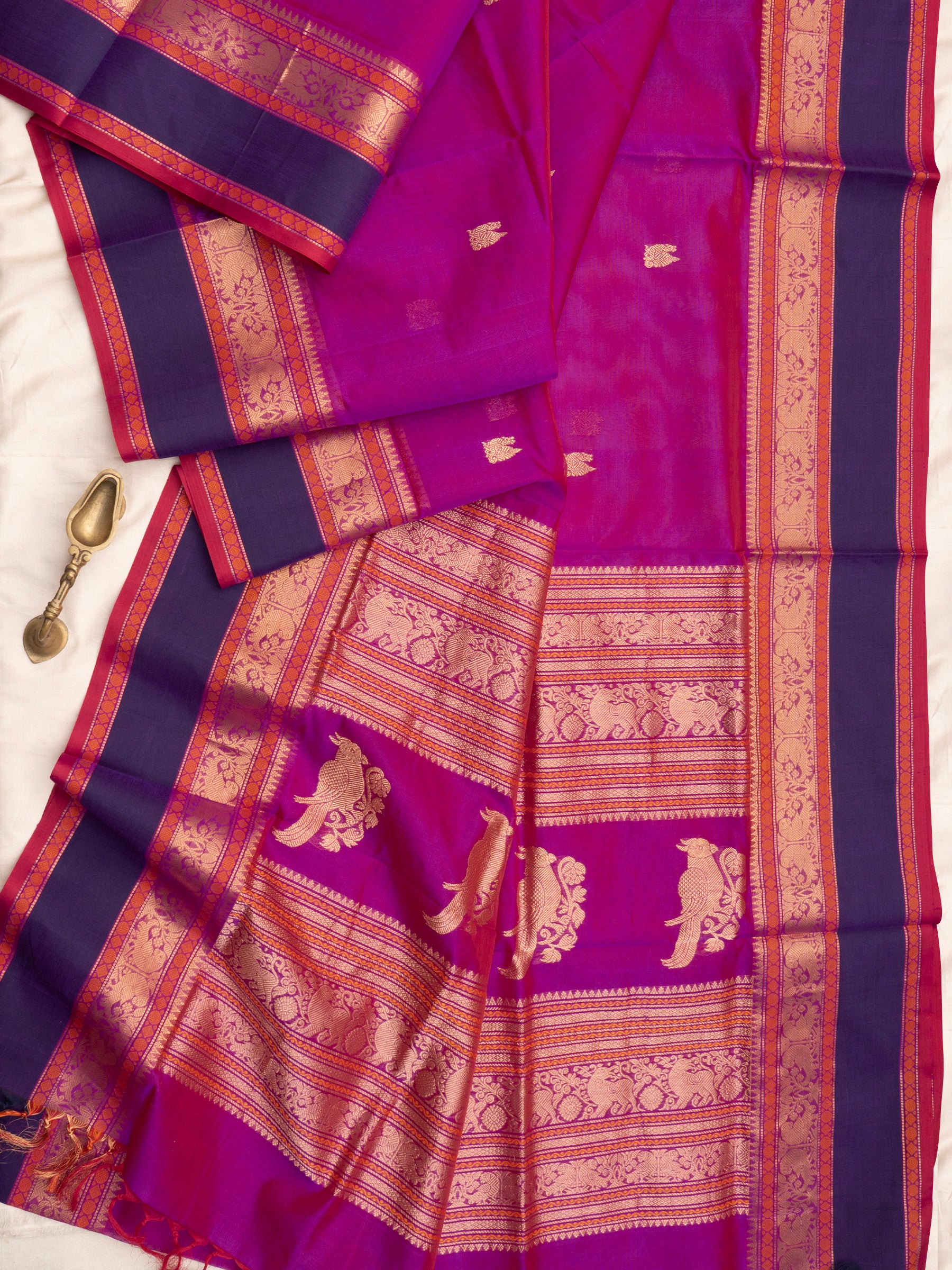 Magenta pink unique pallu / Silk Cotton CLSA9554
