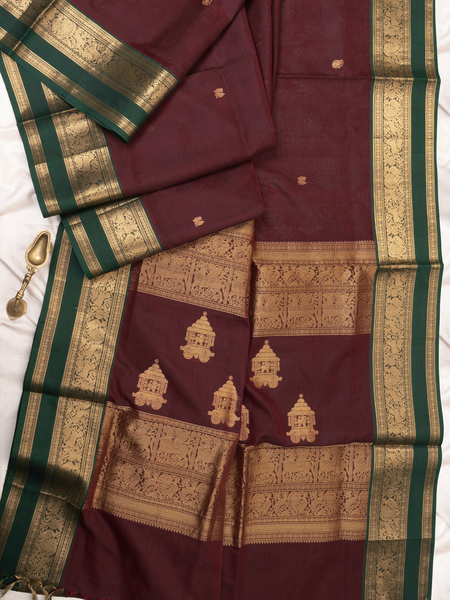 Deep merroj theer pallu / Silk Cotton Saree CLSA9698