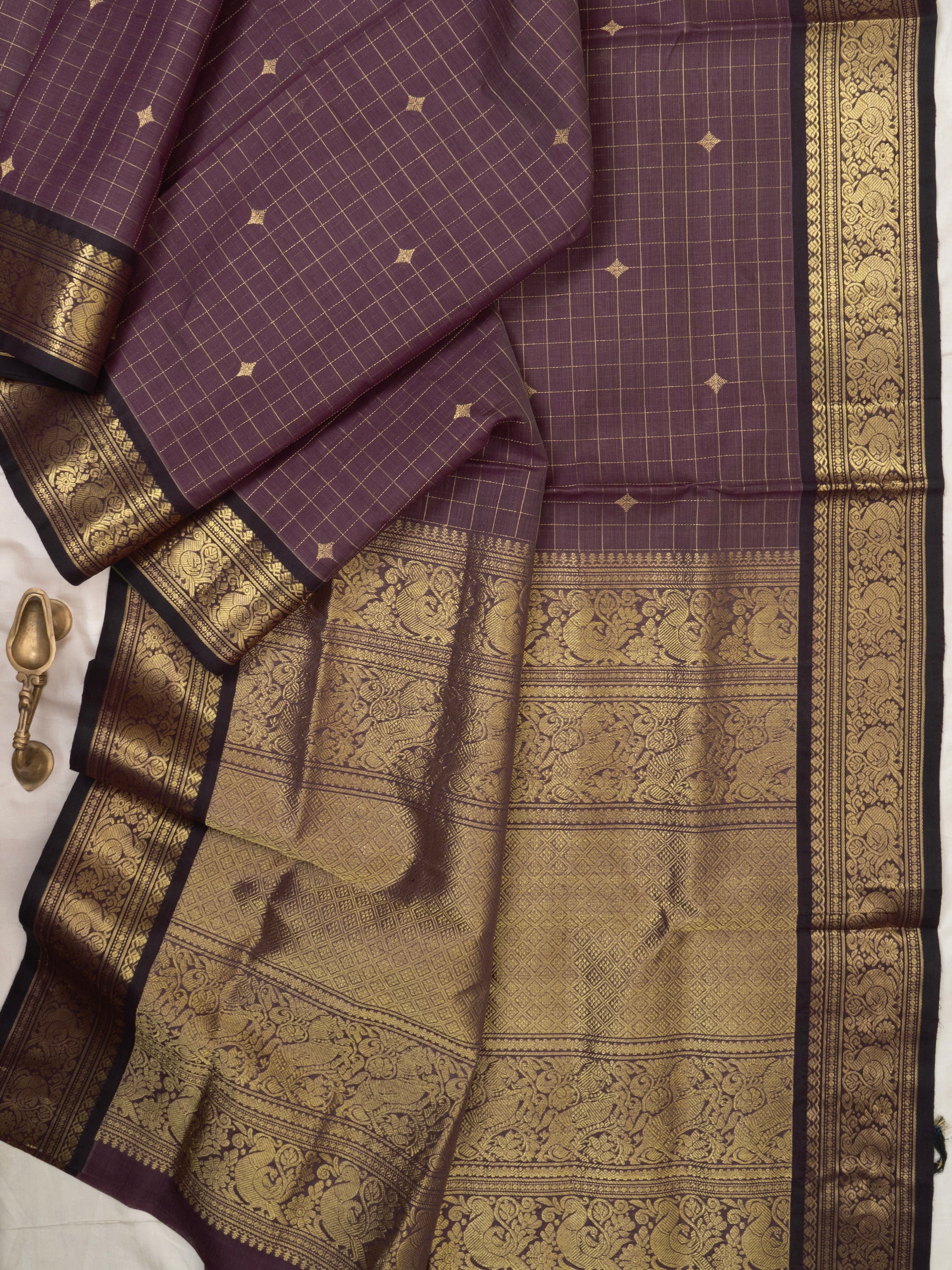 Deep mauve kattam star butta / Silk Cotton Saree CLSA9722