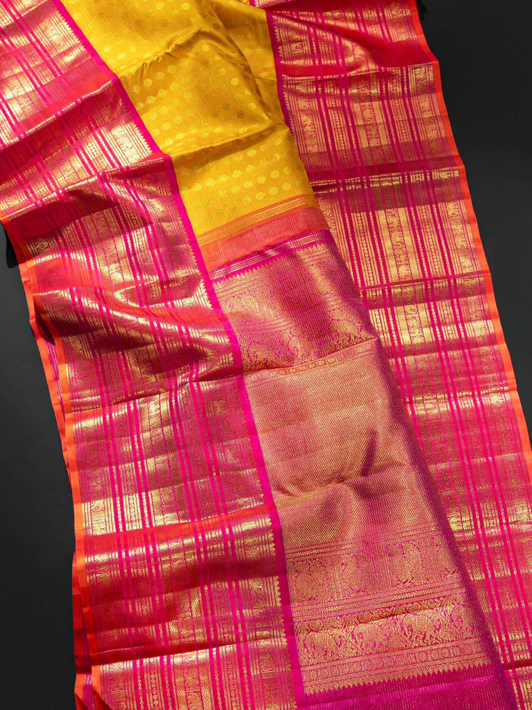 Yellow Vairaoosi varisapet Butta /Kanjipuram Silk Saree CLSA8246