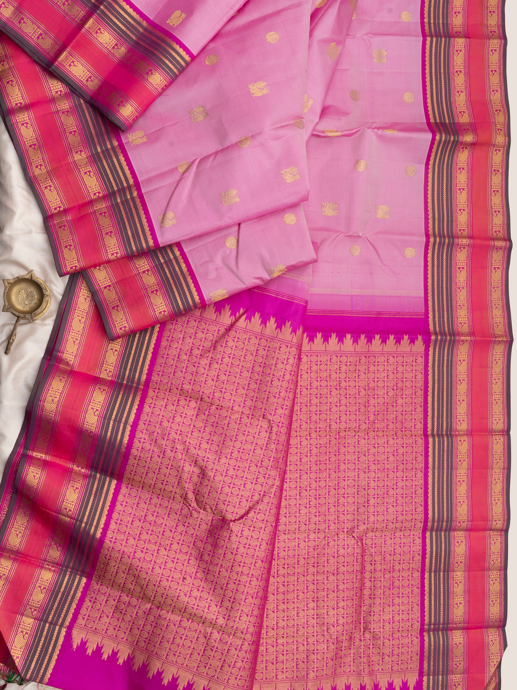 Pink varisapet border/ Arani Silk Saree CLSA9043