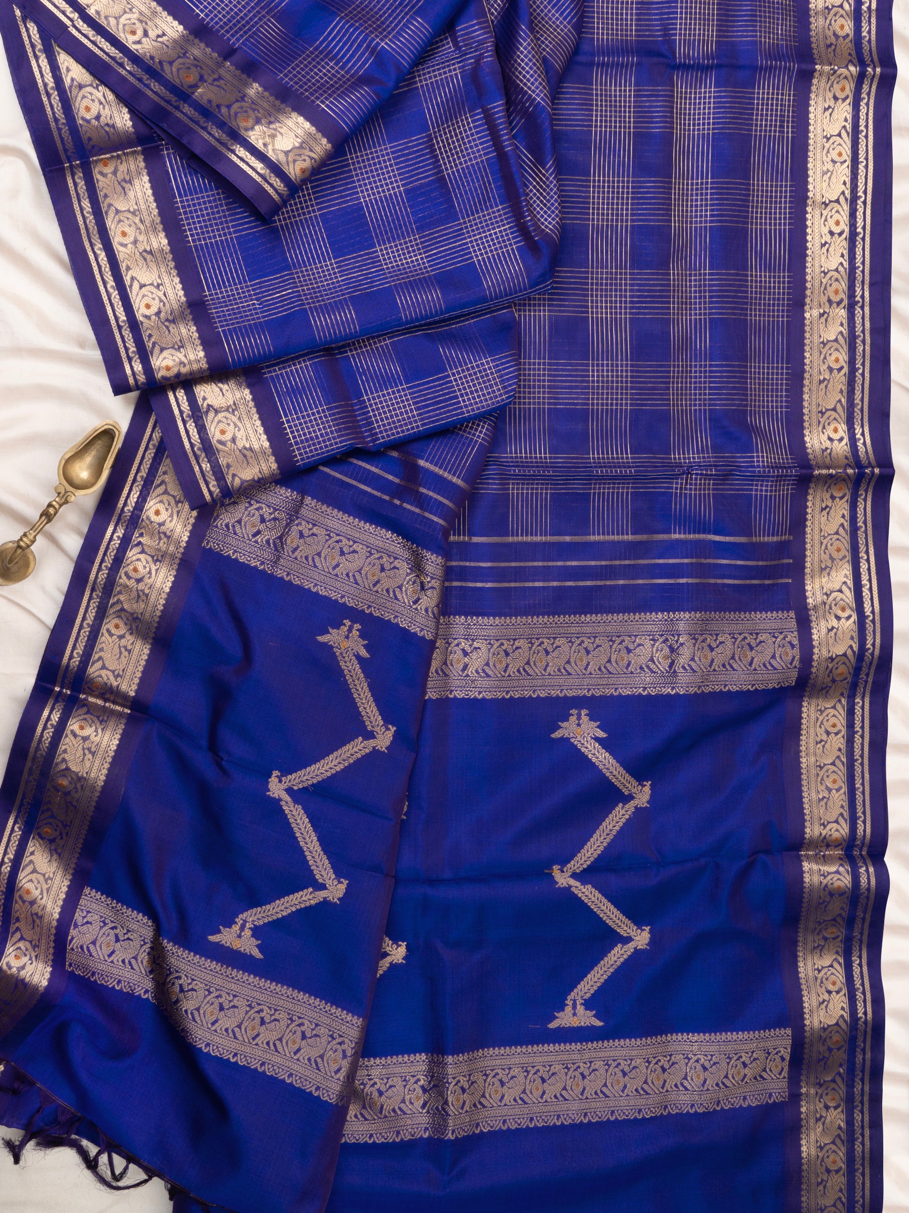 Ms blue vintage kattam / Premium Silk Cotton Saree CLSA9740