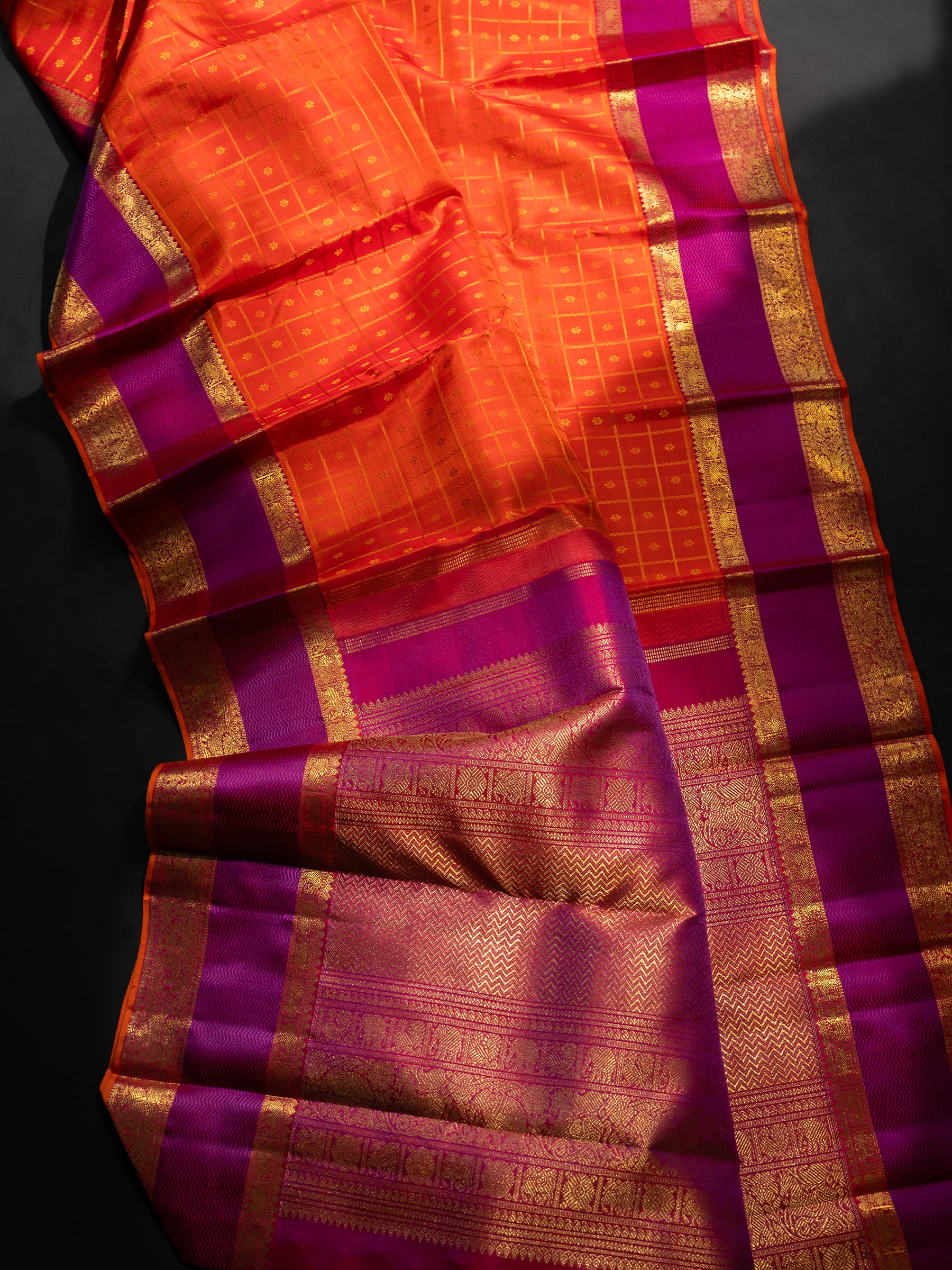 Orange 1000 Butta Kanjipuram silk Saree CLSA7681