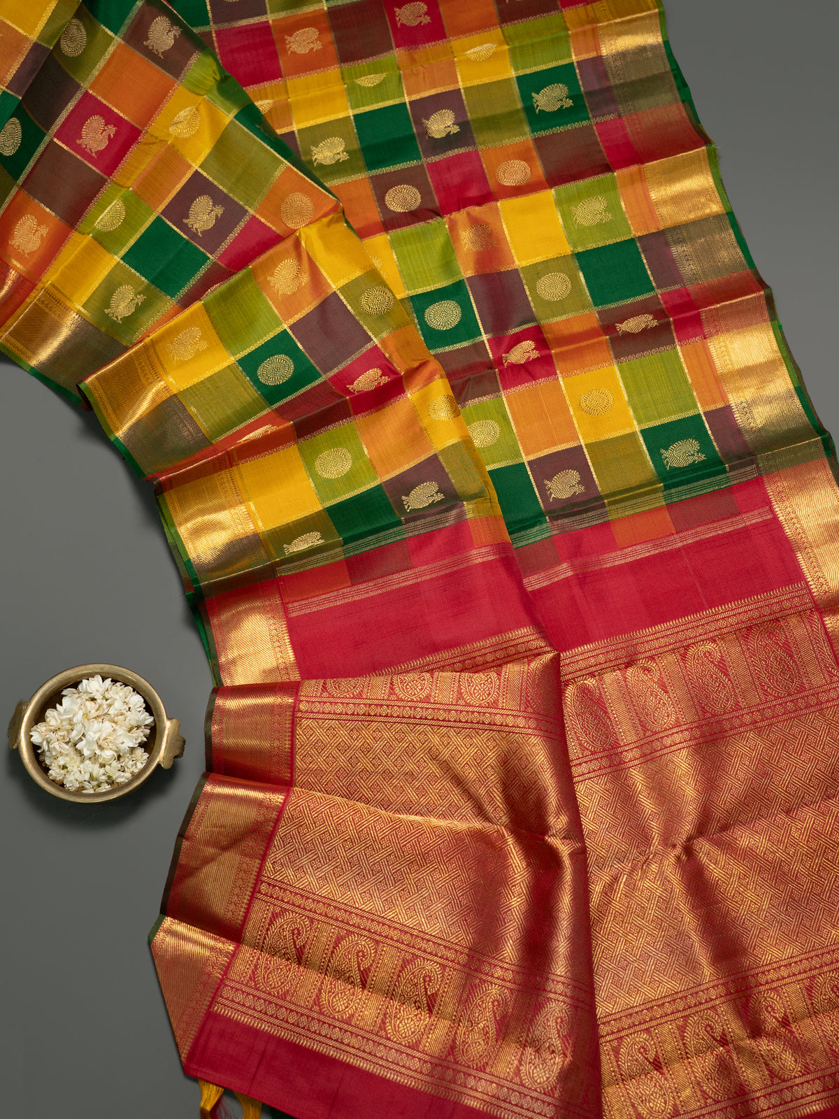 Palum Pazhamum kattam with Zari butta pure Zari /Kanjipuram Silk Saree CLSA11758