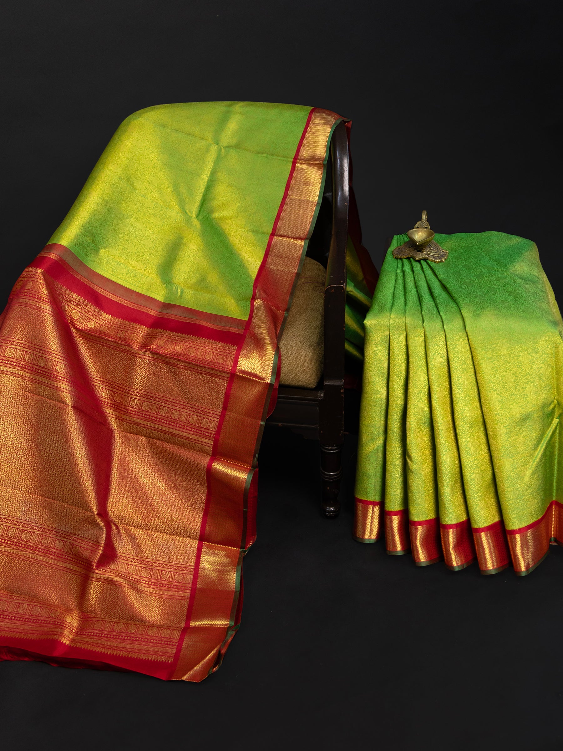 Green brocade Korvai /Bridal Kanjipuram Silk Saree CLSA4287