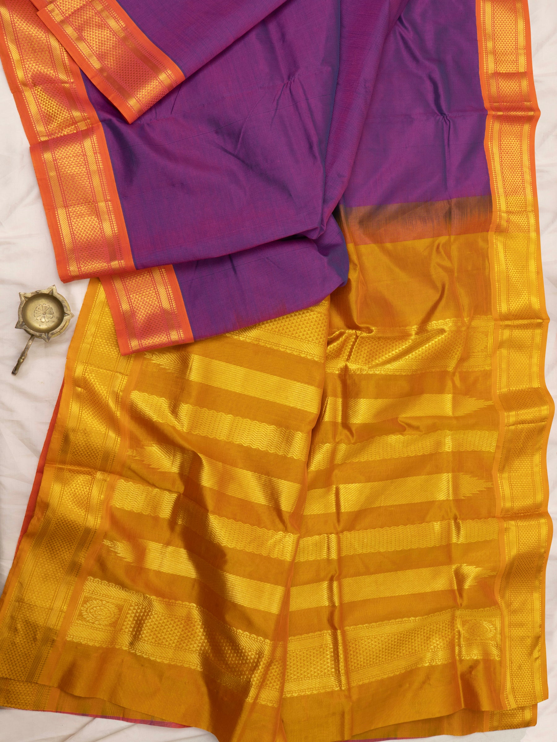 Purple and mustard/ Silk Cotton Saree CLSA6067