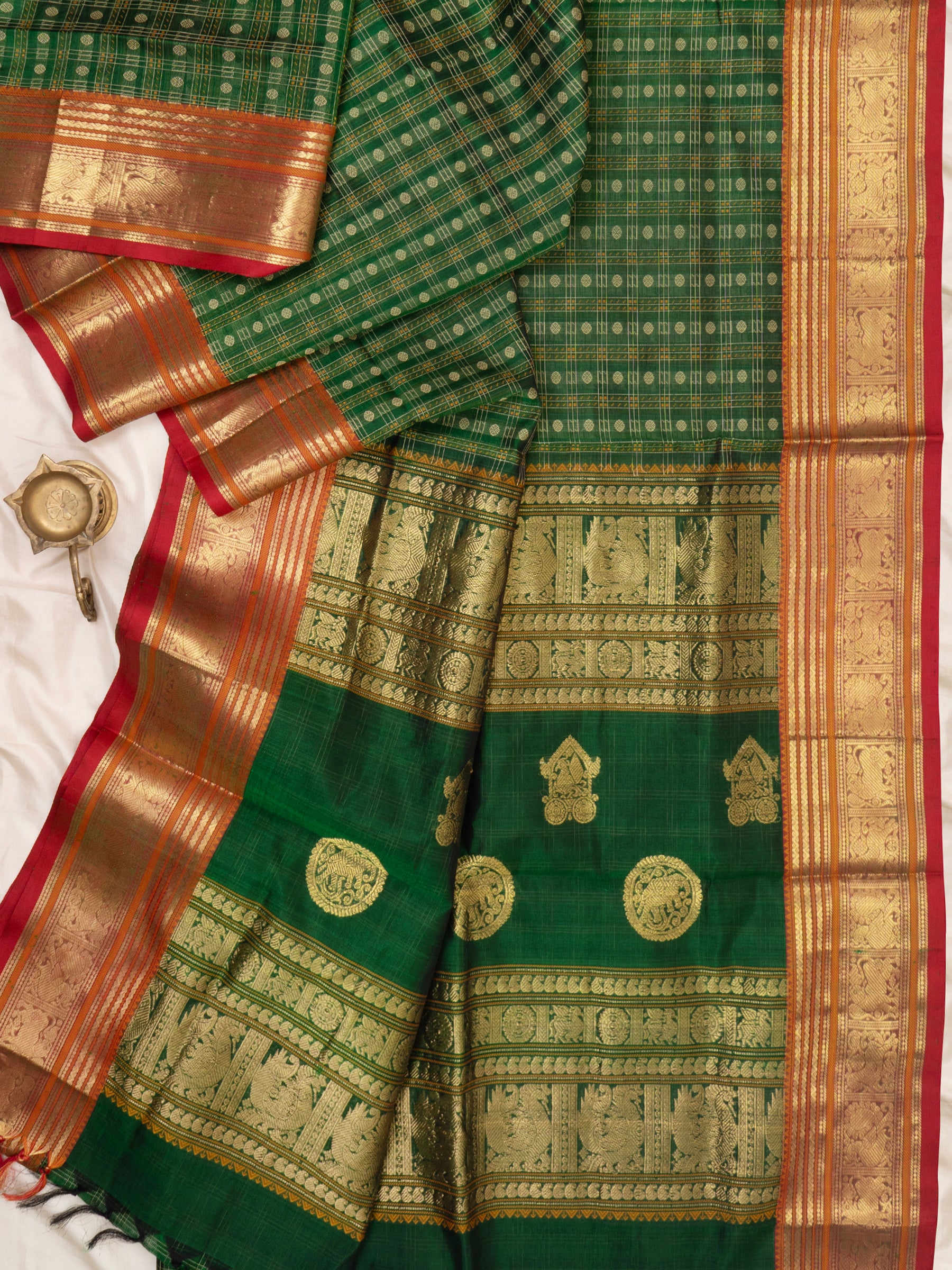 Green vintage kattam / Silk Cotton Saree CLSA6641