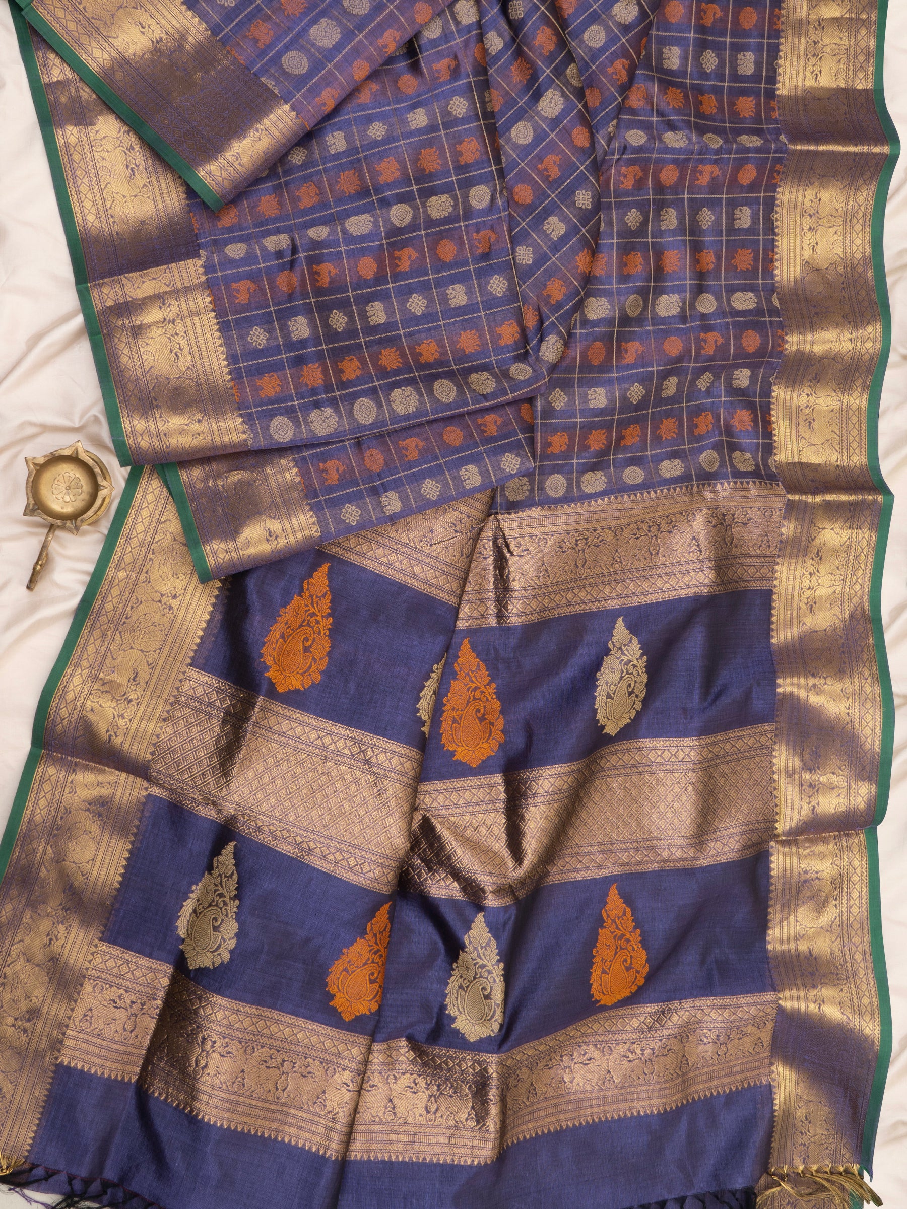 Lavender kattam multi butta / Silk Cotton Saree CLSA6649