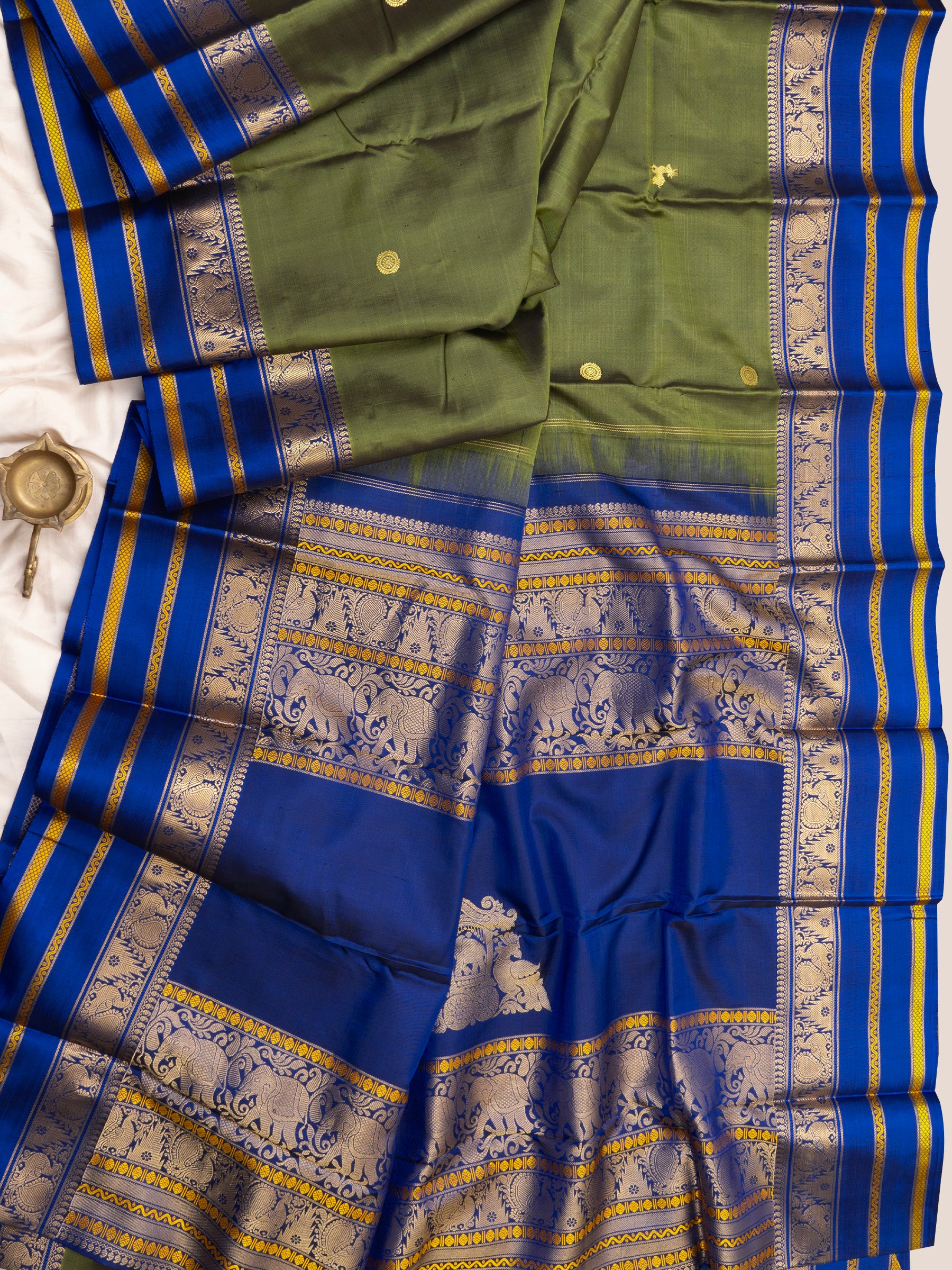 Mehandi green and blue / special edition kanjipuram silk CLSA2755