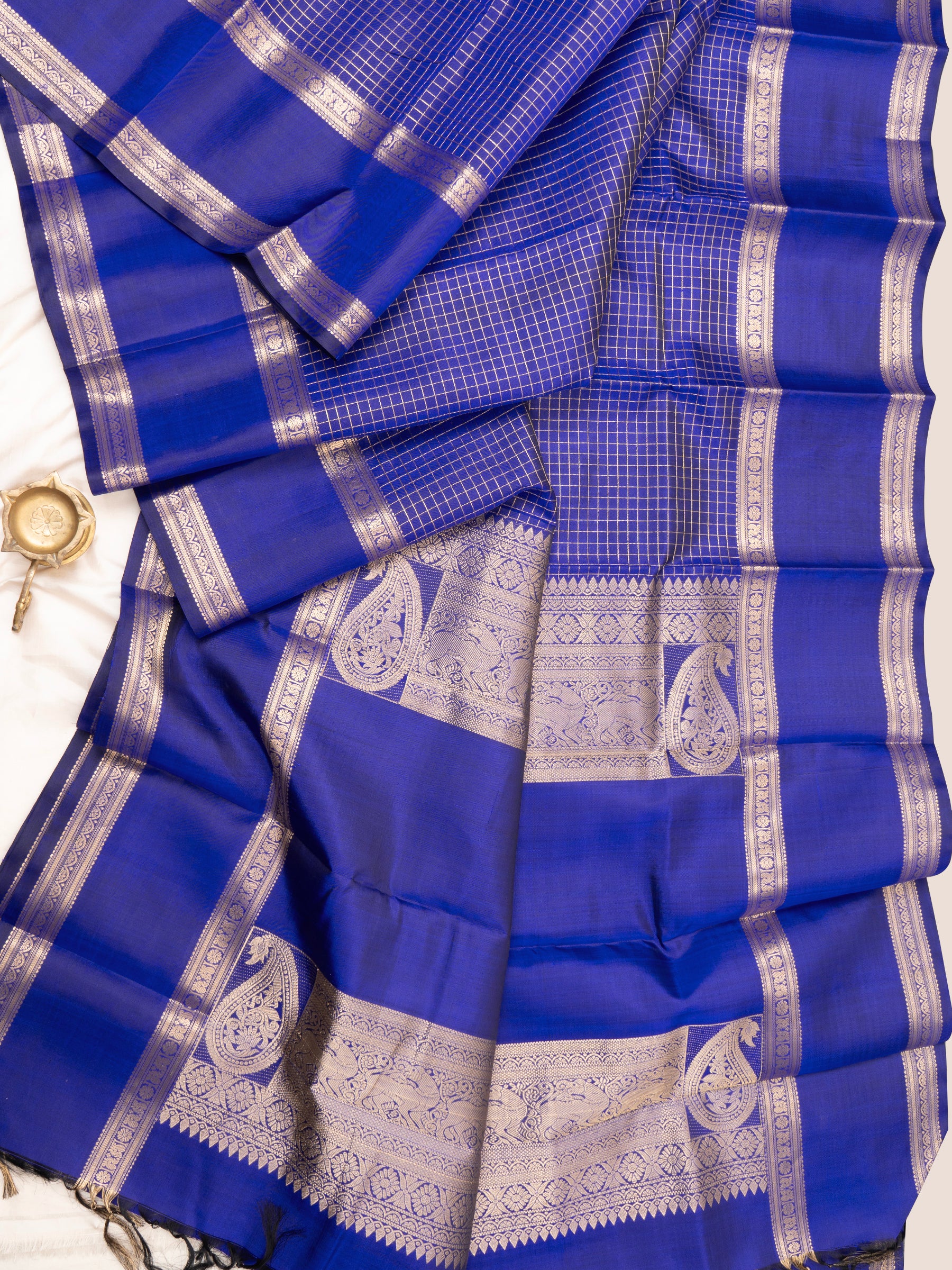 Ink blue rettapet and kamadenu exclusive pallu / special edition kanjipuram silk CLSA5323