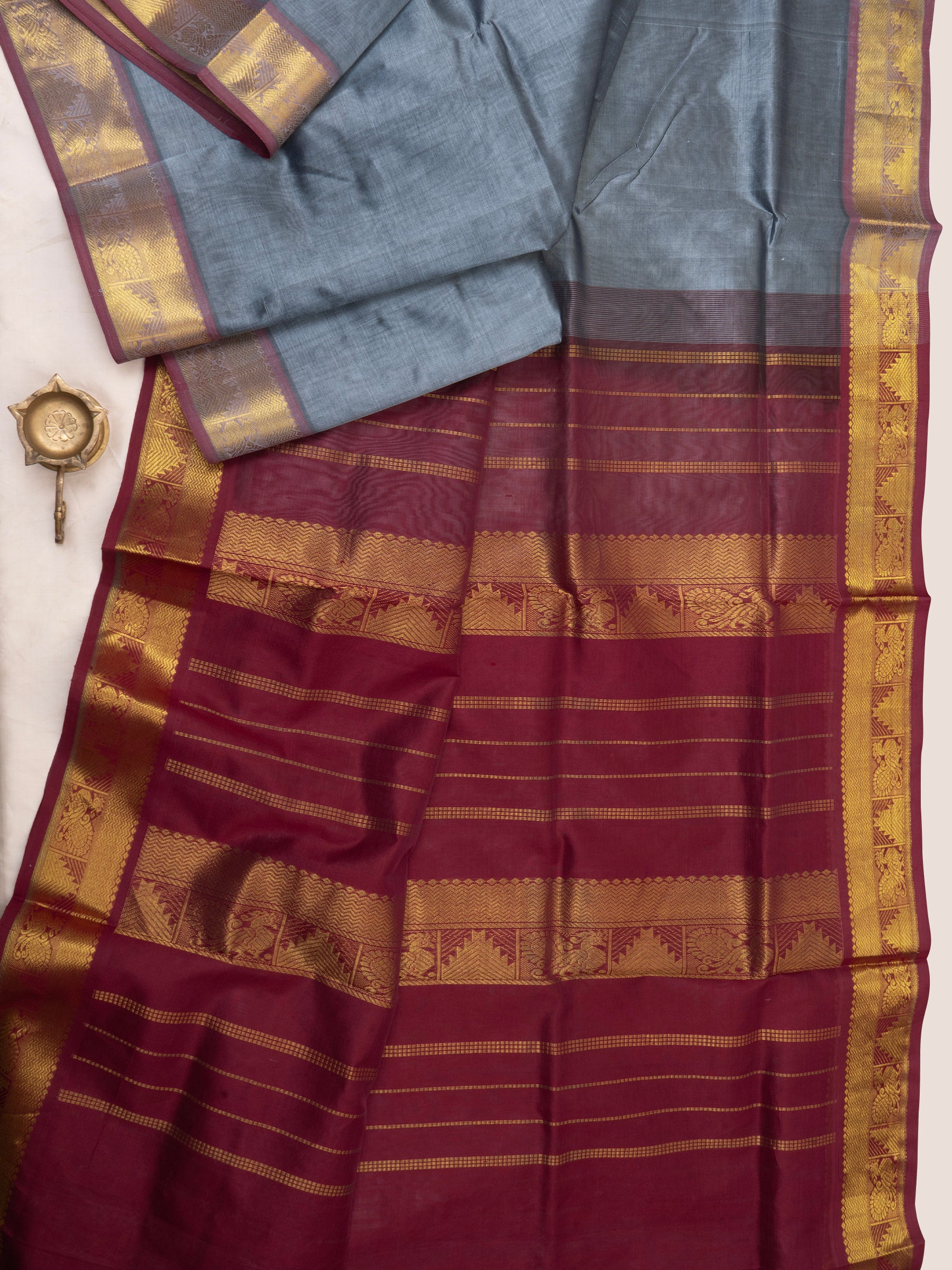Grey and araku / Silk Cotton Saree CLSA6037