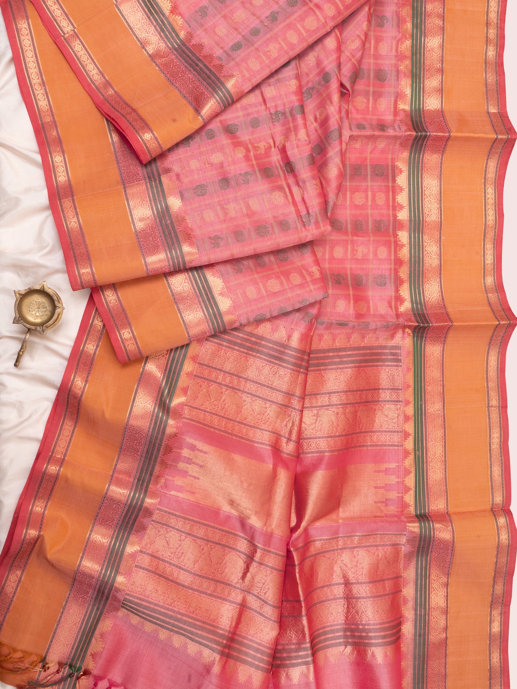 Peach kattam / Silk Cotton