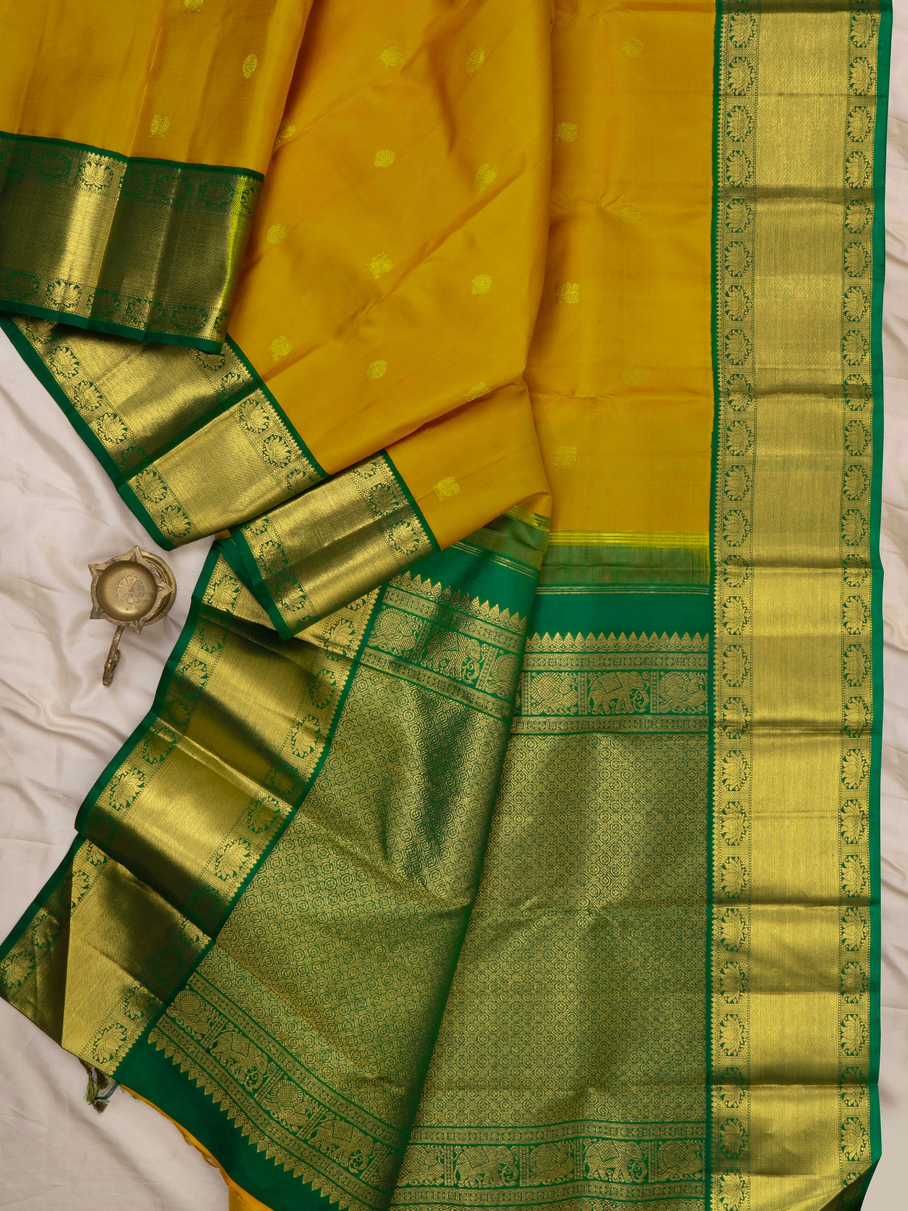 Mustard yellow Korvai : Arani Silk Saree CLSA6697