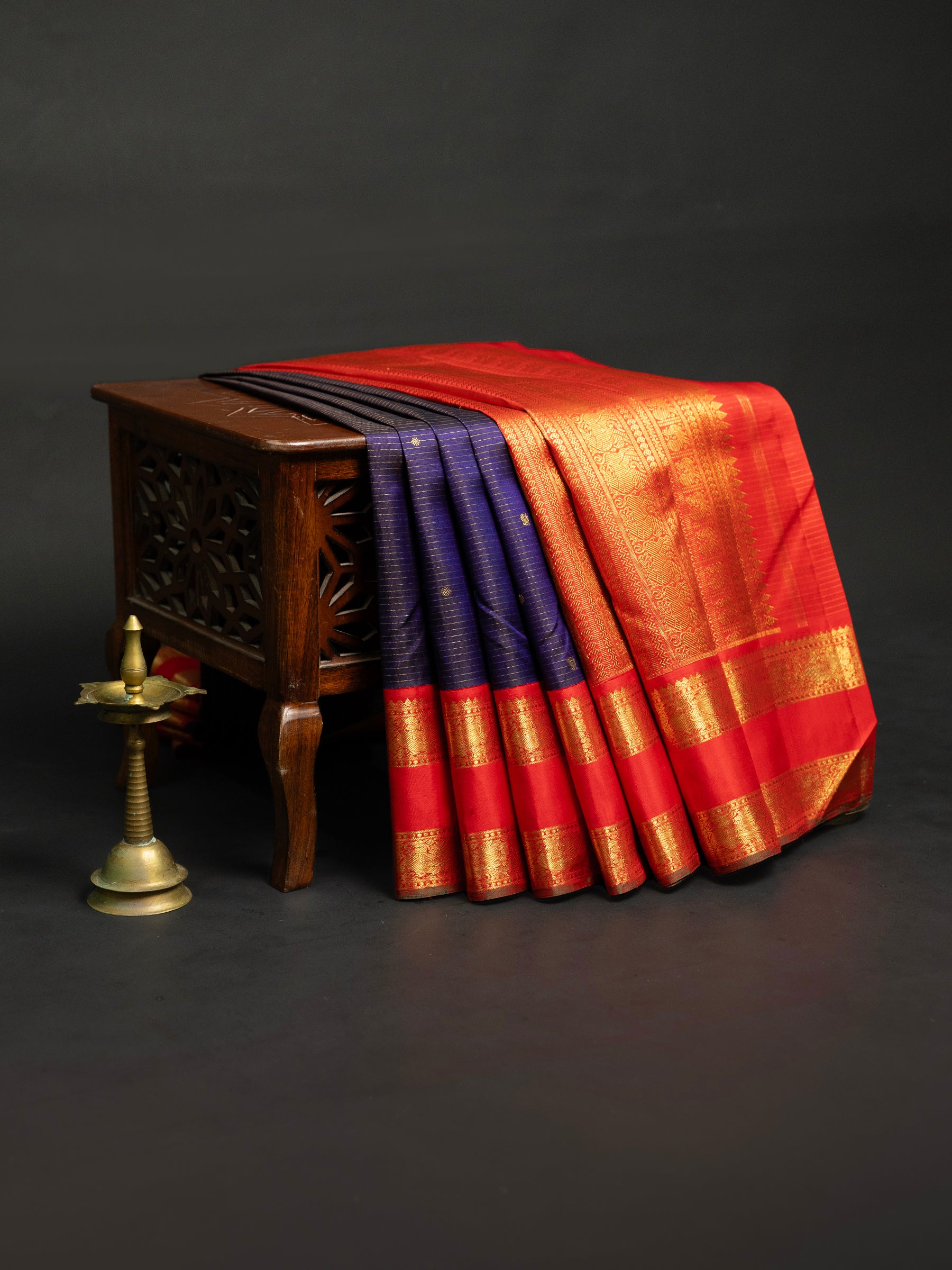 Royal blue oosi korvai Kanjipuram Silk Saree CLSA10644