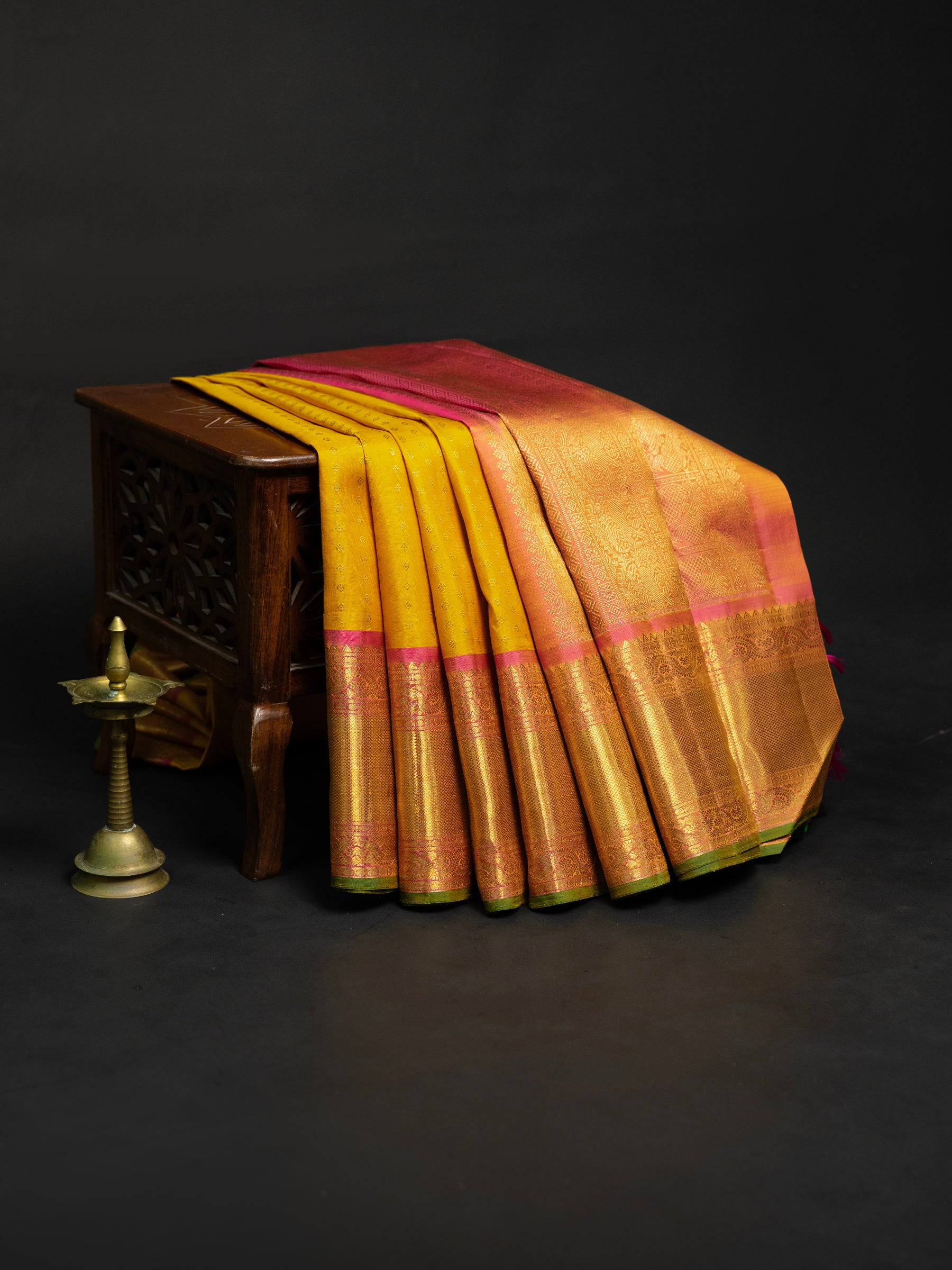 Golden mustard bridal saree Kanjipuram Silk Saree CLSA10700