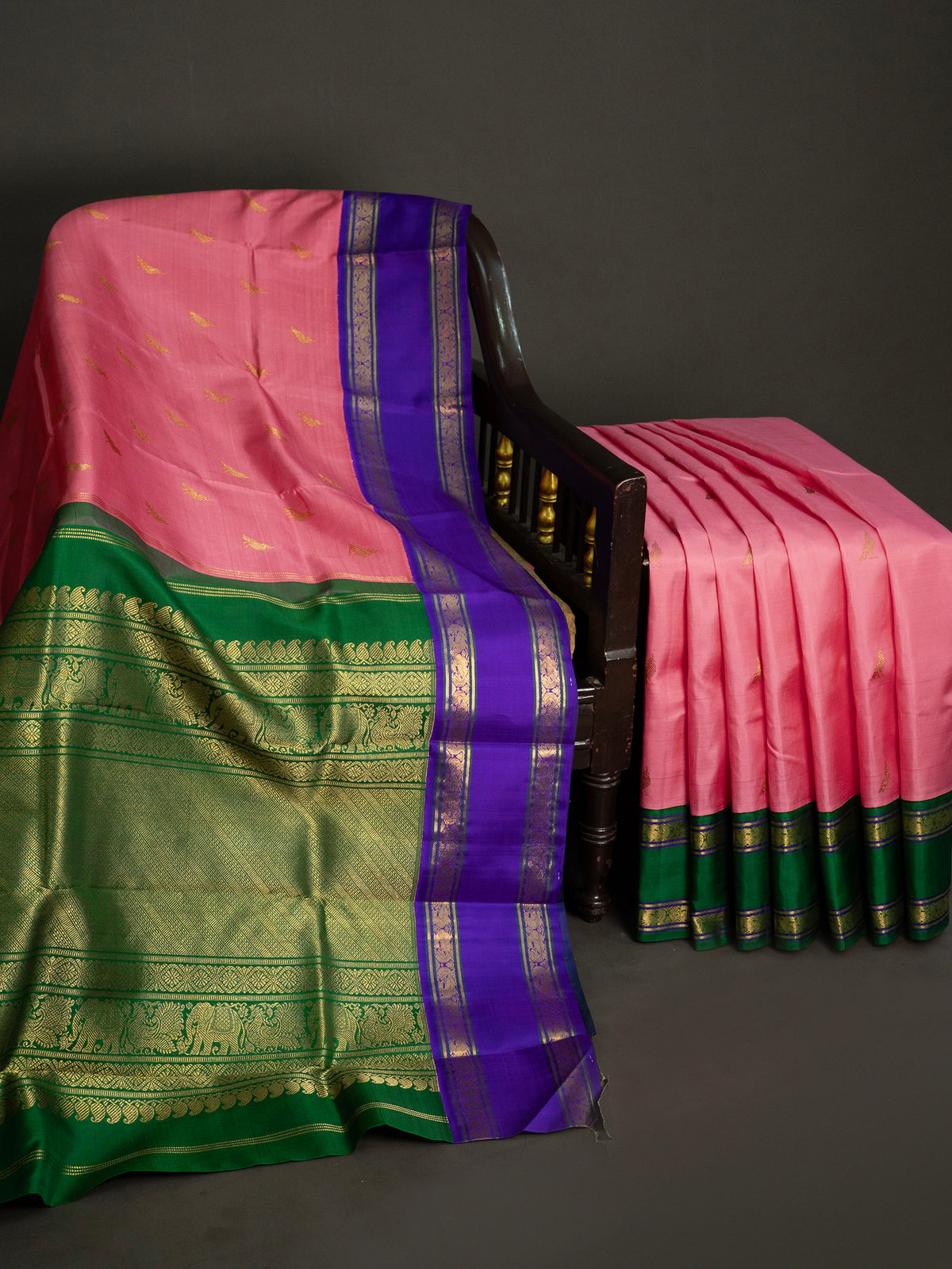 Pink Ganga Jamuna Kanjipuram Silk Saree CLSA3021
