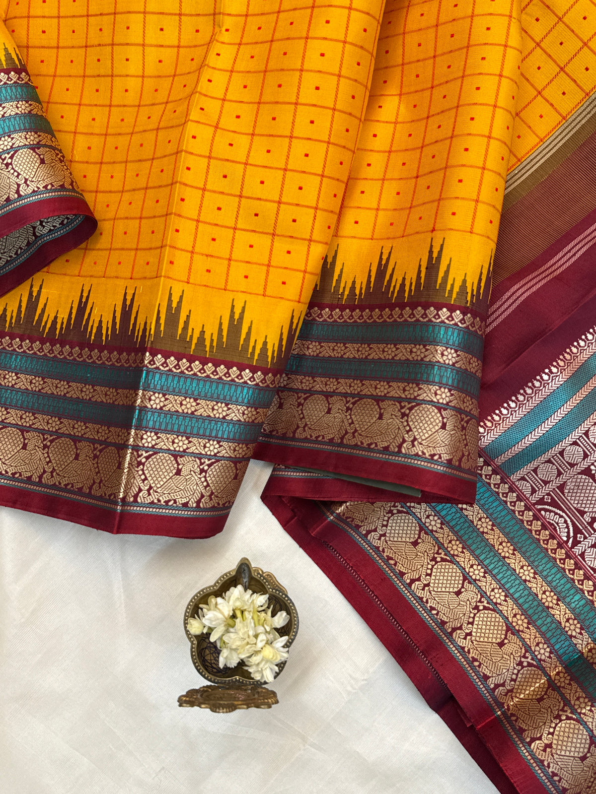 festivel edit _special edition _ mango yellow laksham Butta Korvai /silk saree clsa 12434