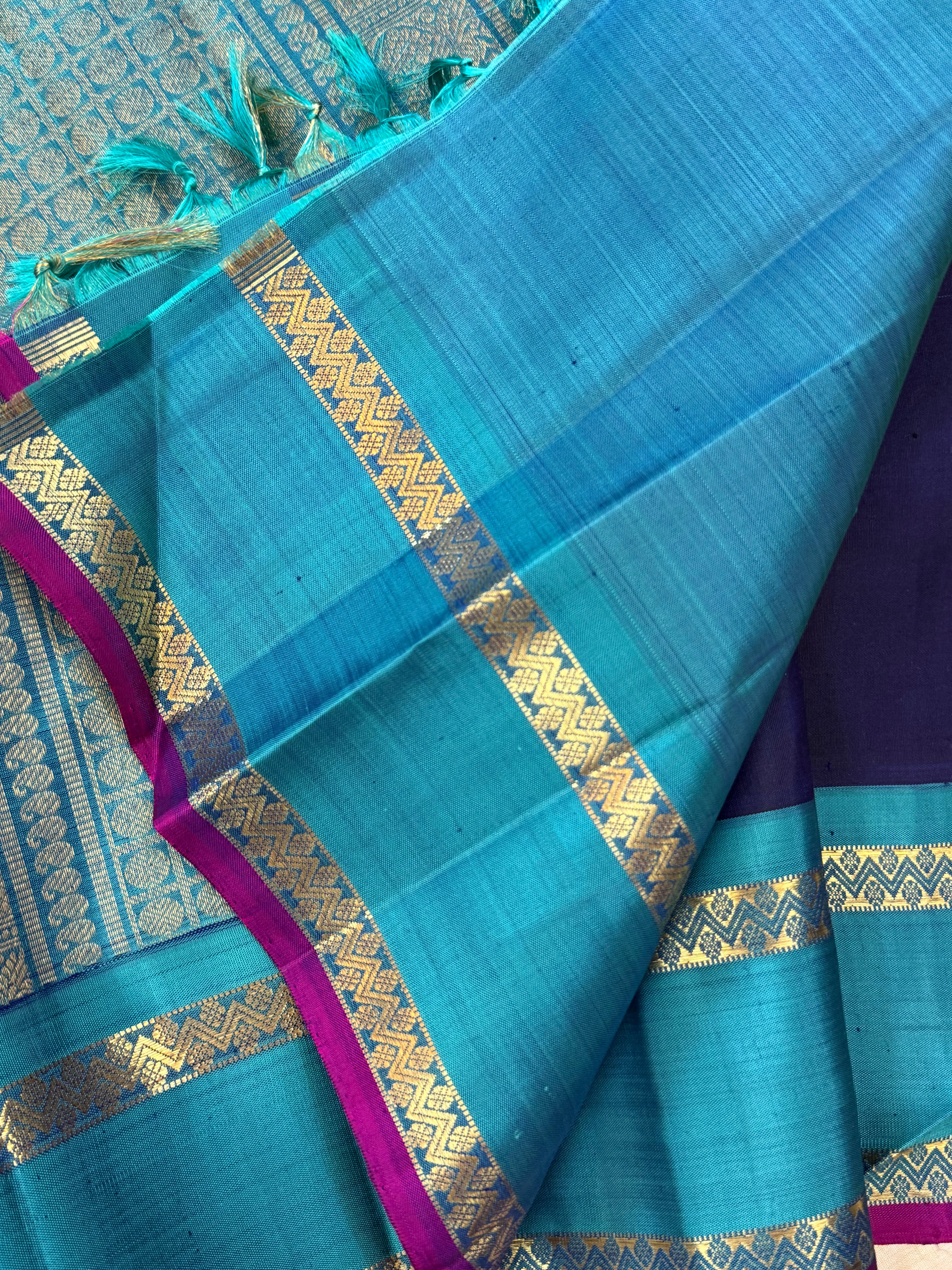 Deep Blue and anadha blue unique body butta / KANJIPURAM SILK SAREE CLSA 10709