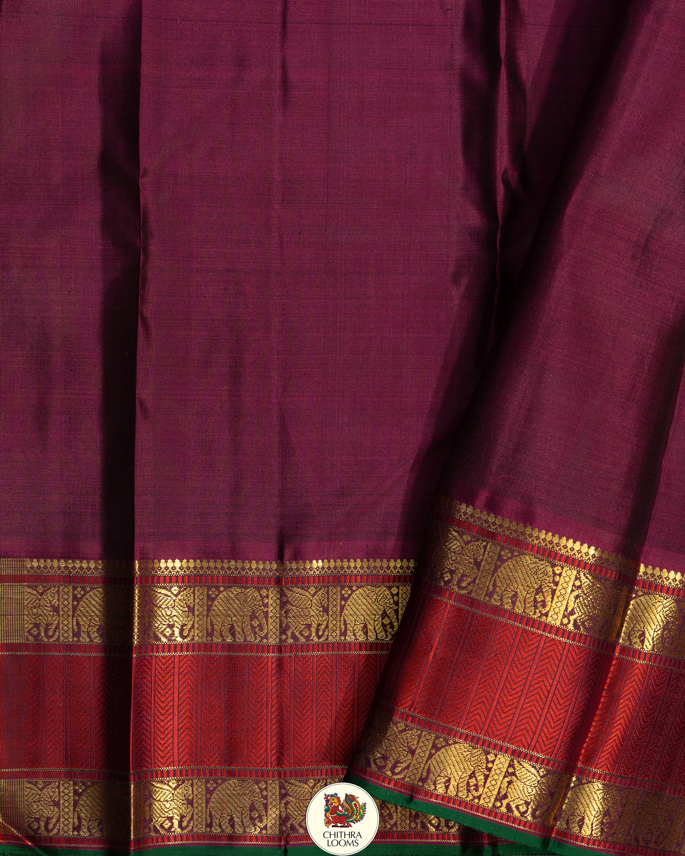 Green retta pet Kanjipuram Saree