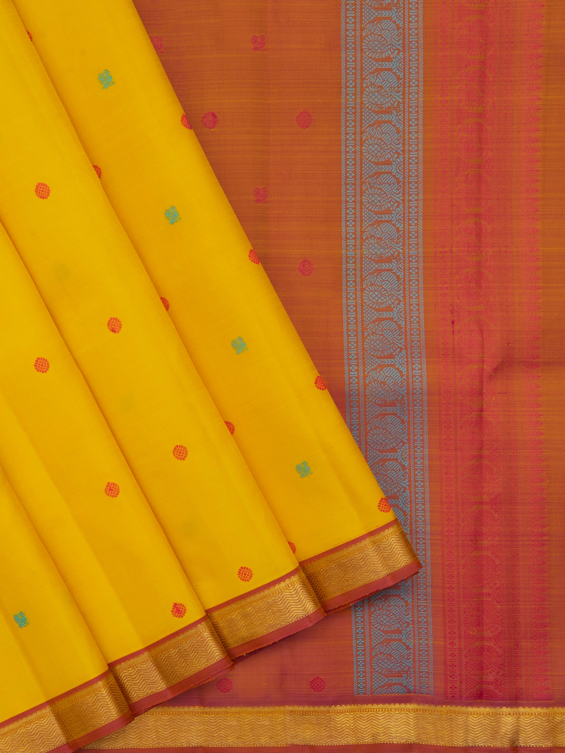 Yellow thread butta / Kanjipuram Silk Saree CLSA10006