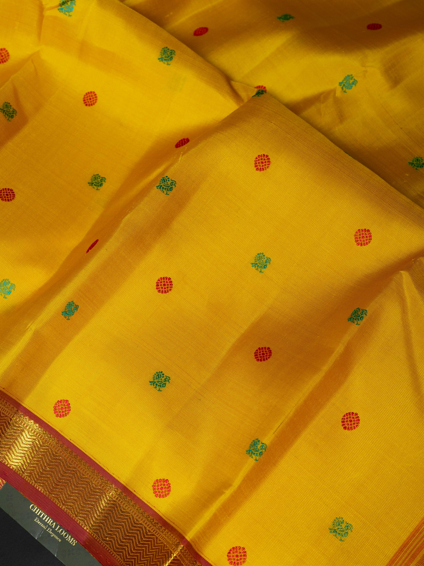 Yellow thread butta small border/ Kanjipuram Saree CLSA10006
