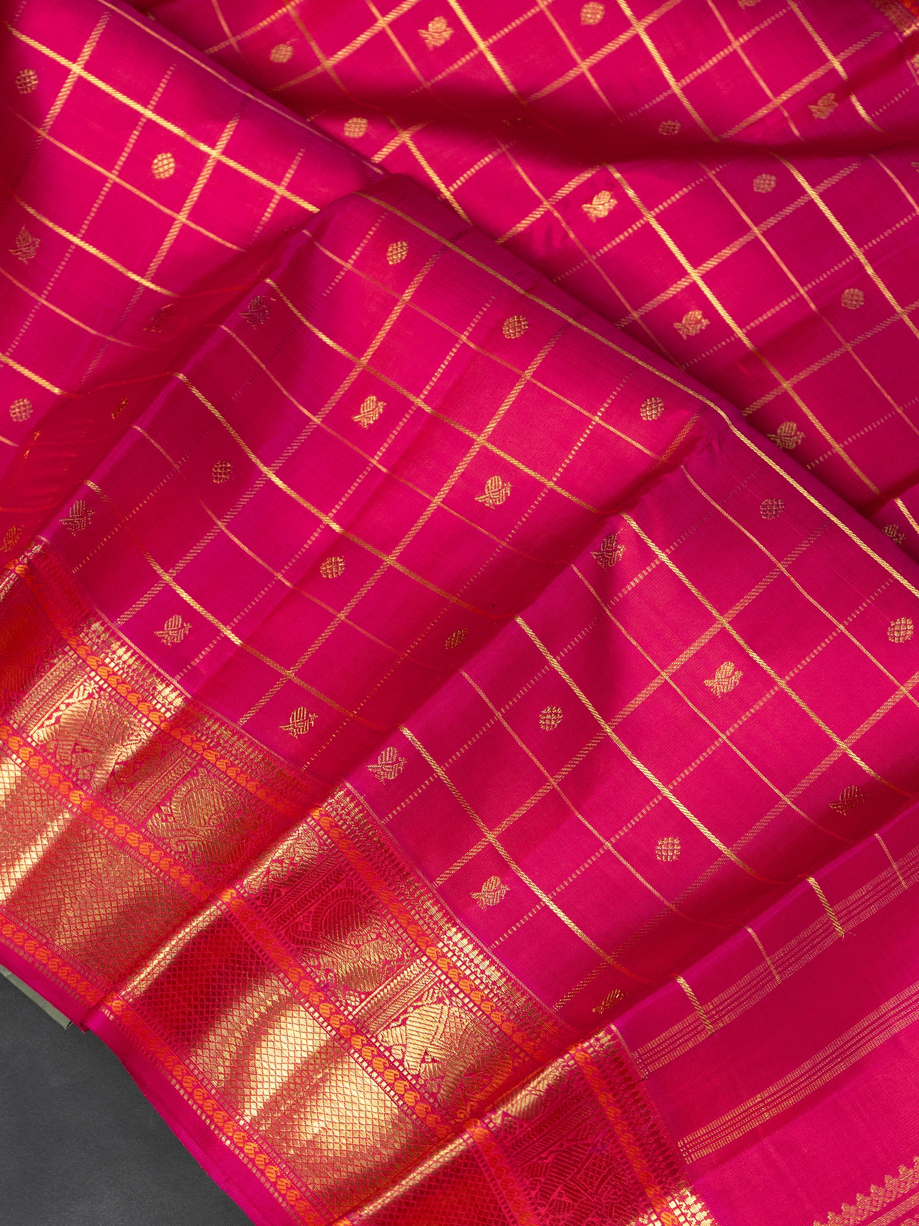 Rani pink Zari Kattam Kanjipuram Silk Saree CLSA10021
