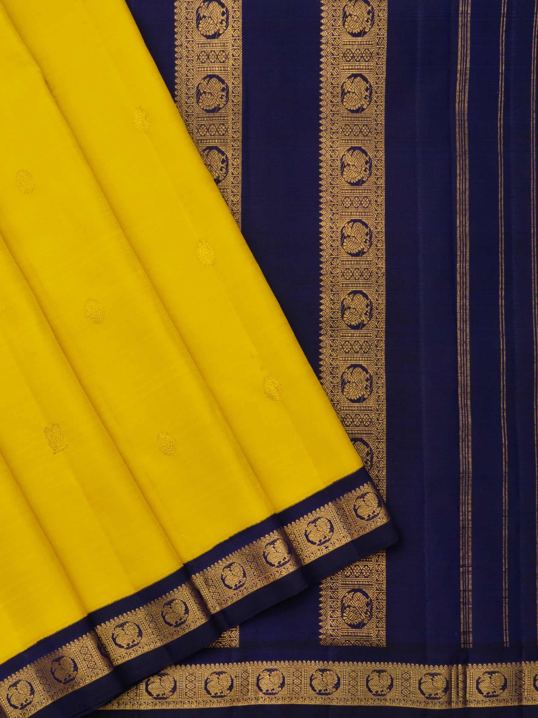 Yellow and blue annam small border/ Arani Silk Saree CLSA10107