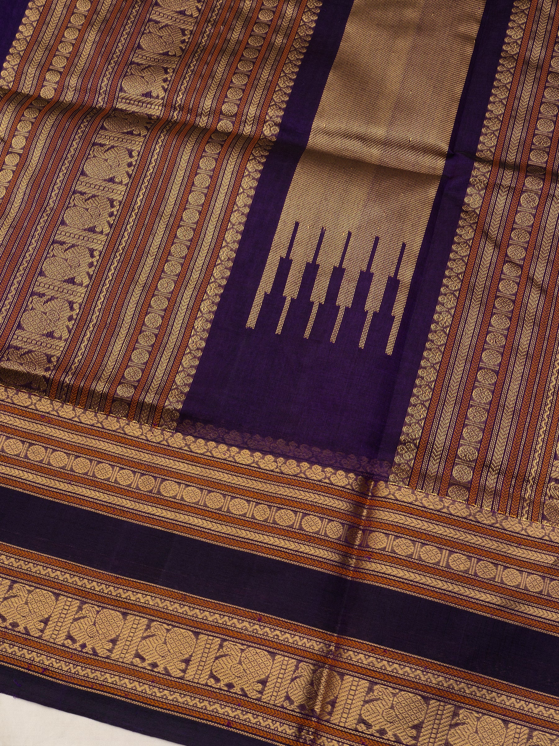Deep purple rettapet border/ Silk Cotton Saree CLSA10187
