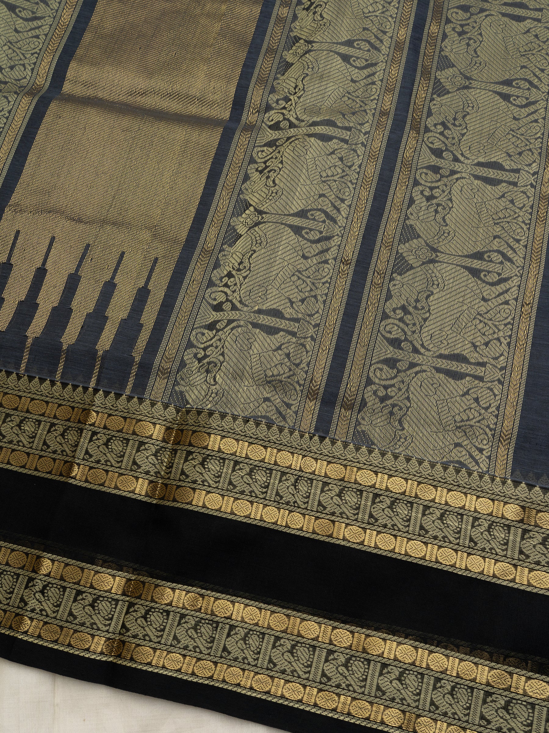 Grey jodi kili rettapet border/ Silk Cotton Saree CLSA10190