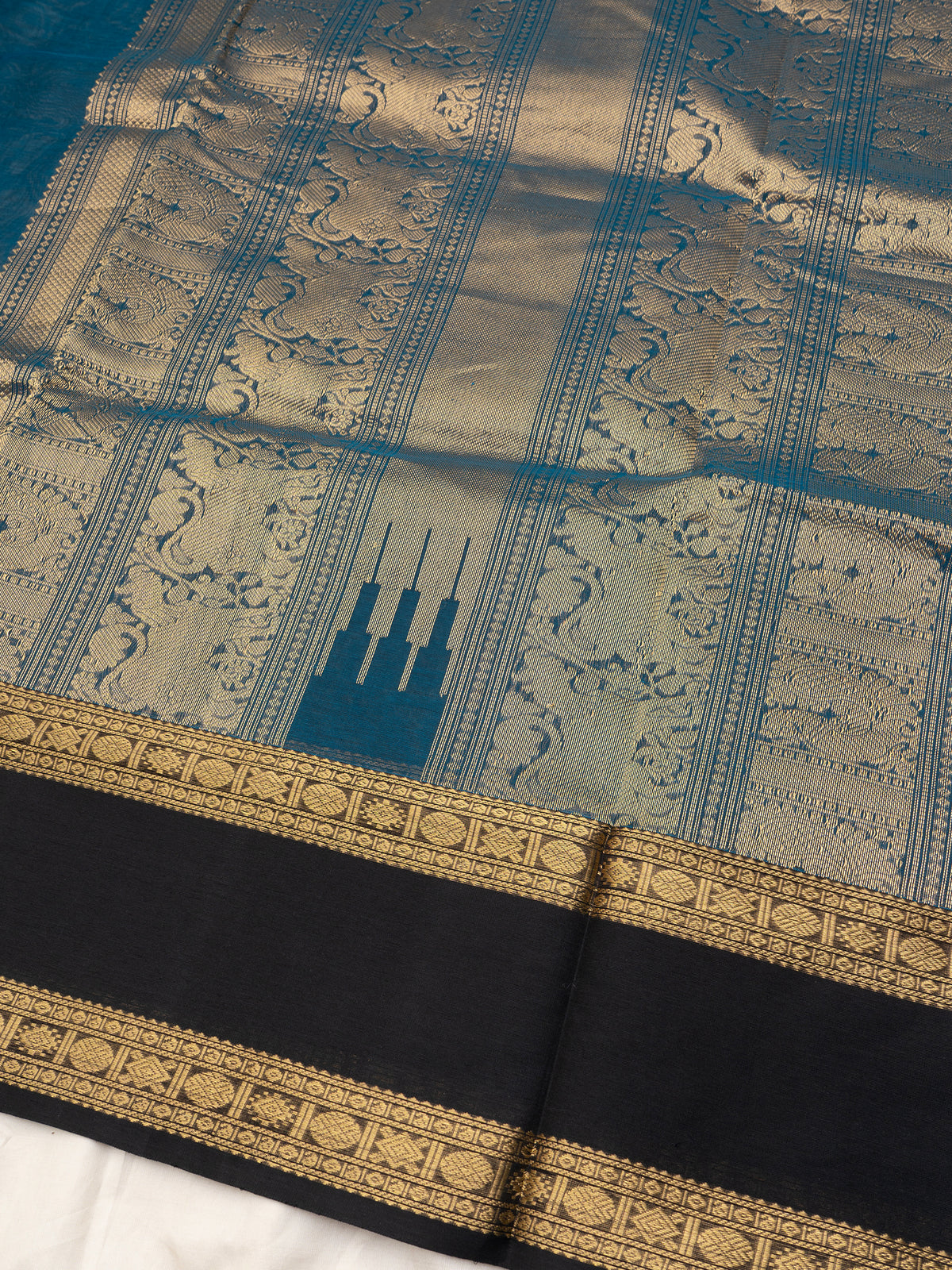Rama blue kili butta/ Silk Cotton Saree CLSA10226