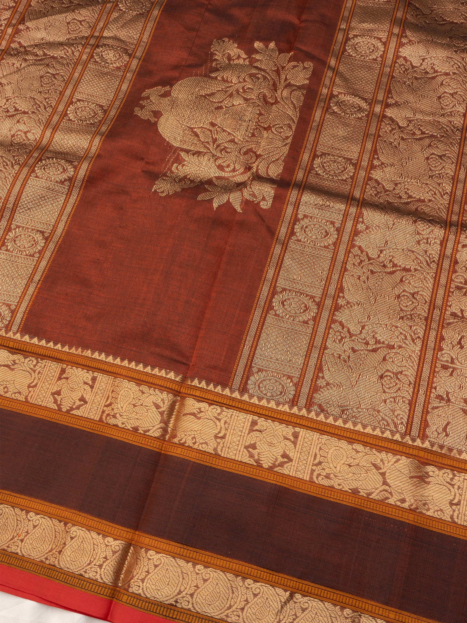 Brown vintage kattam butta unique pallu / Silk Cotton Saree CLSA10273