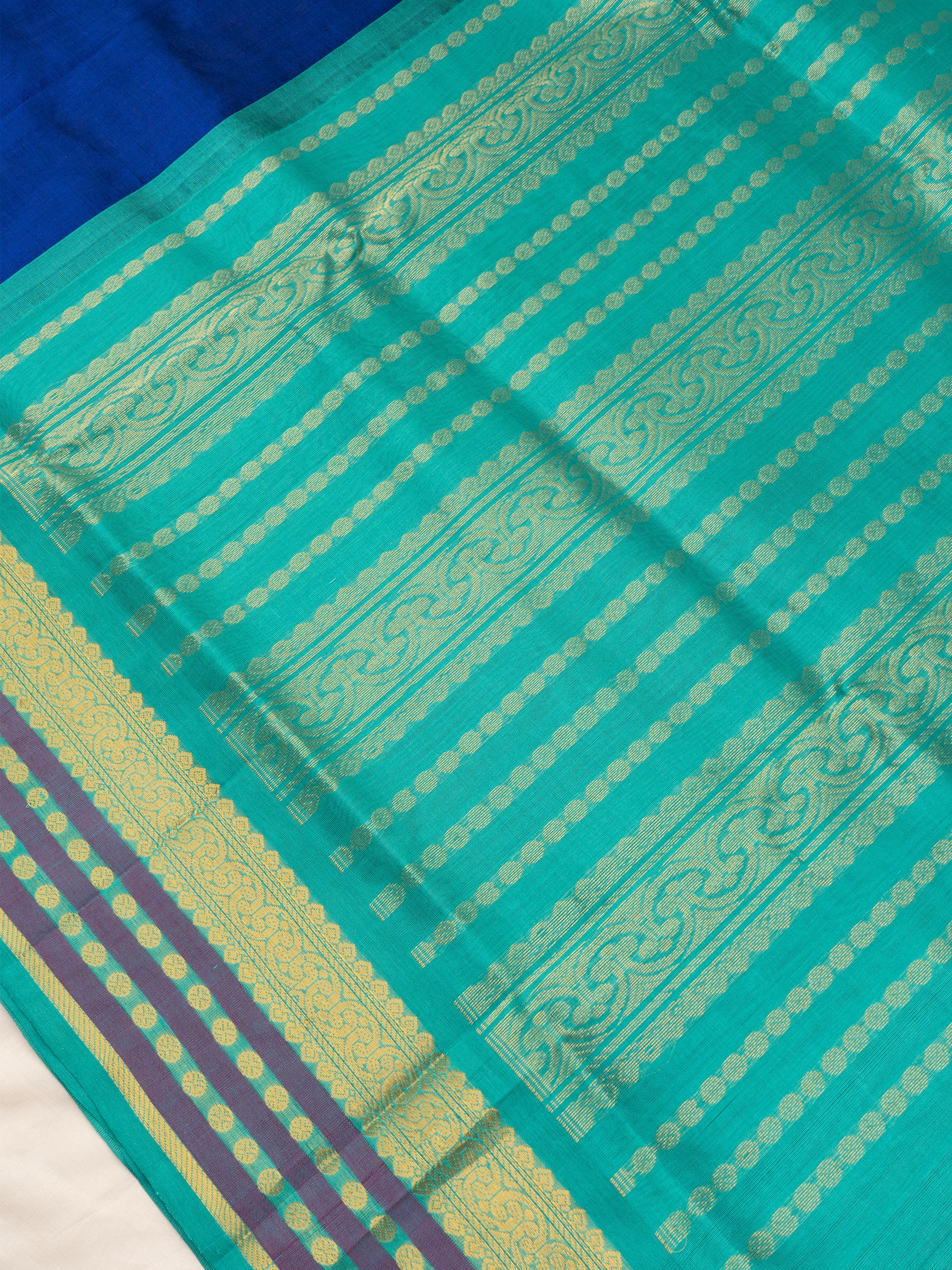 Royal blue and turquoise blue / Silk Cotton CLSA10424