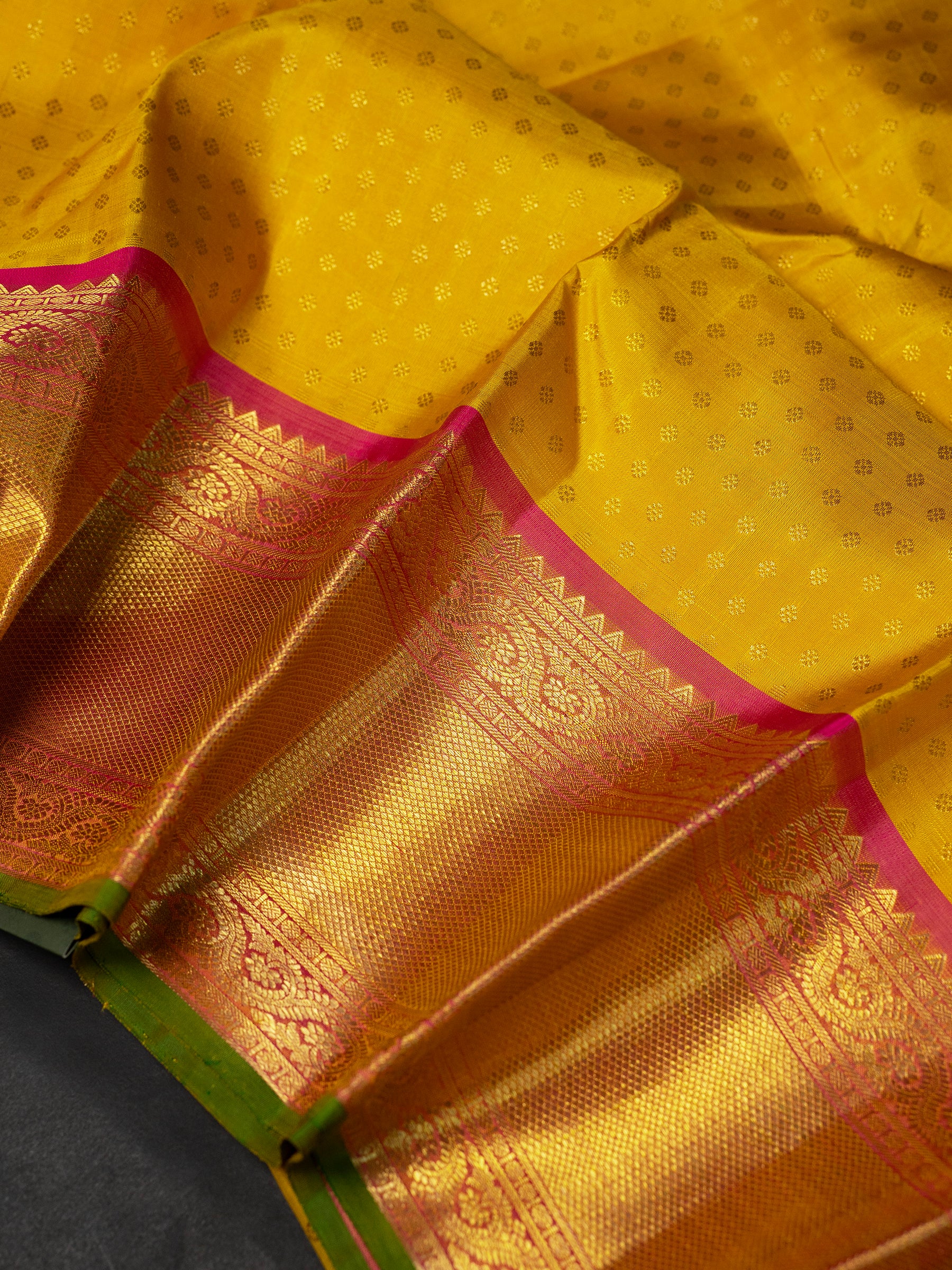 Golden mustard bridal saree Kanjipuram Silk Saree CLSA10700