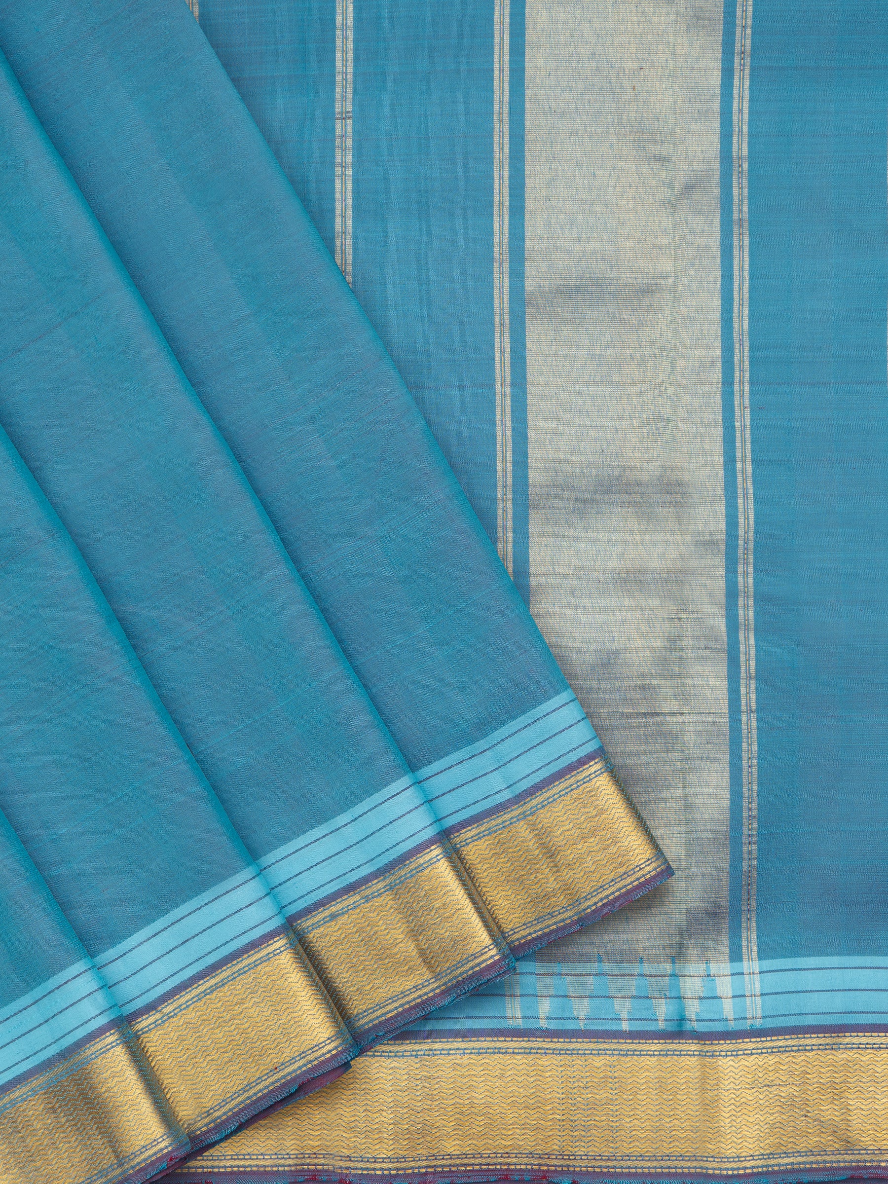 Teal blue benaras border / Arani Silk Saree CLSA10833