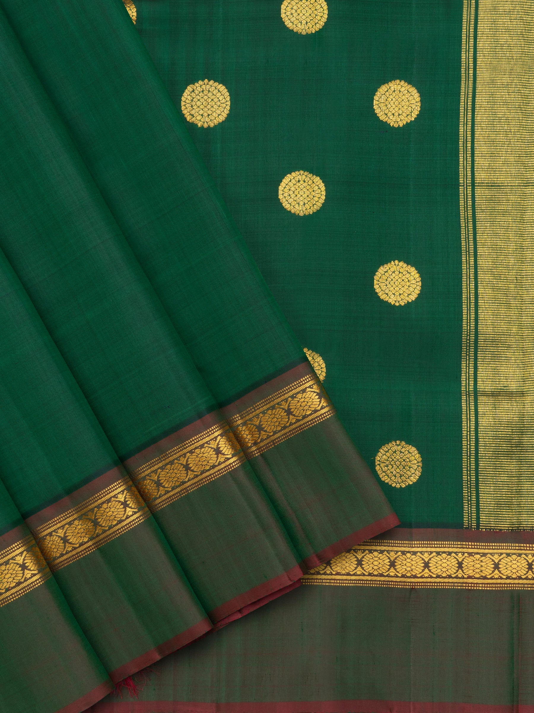 Emerald green kaal erangina border/ Arani Silk Saree CLSA10836
