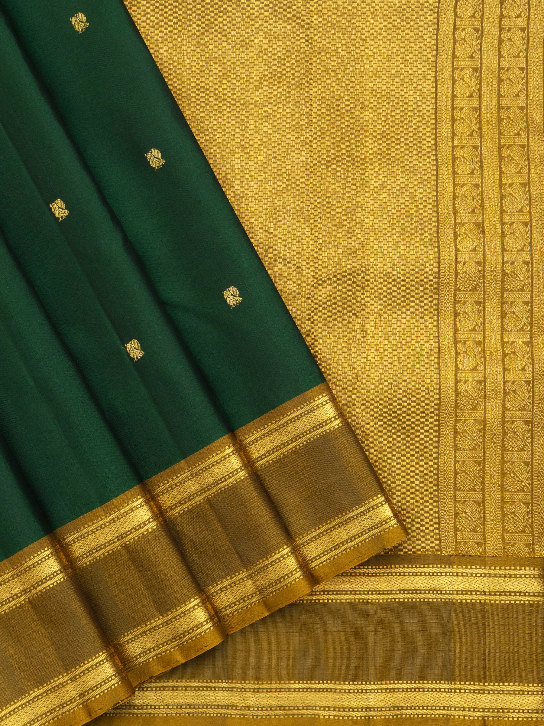 Green and mustard rettapet border/Arani Silk Saree CLSA10840
